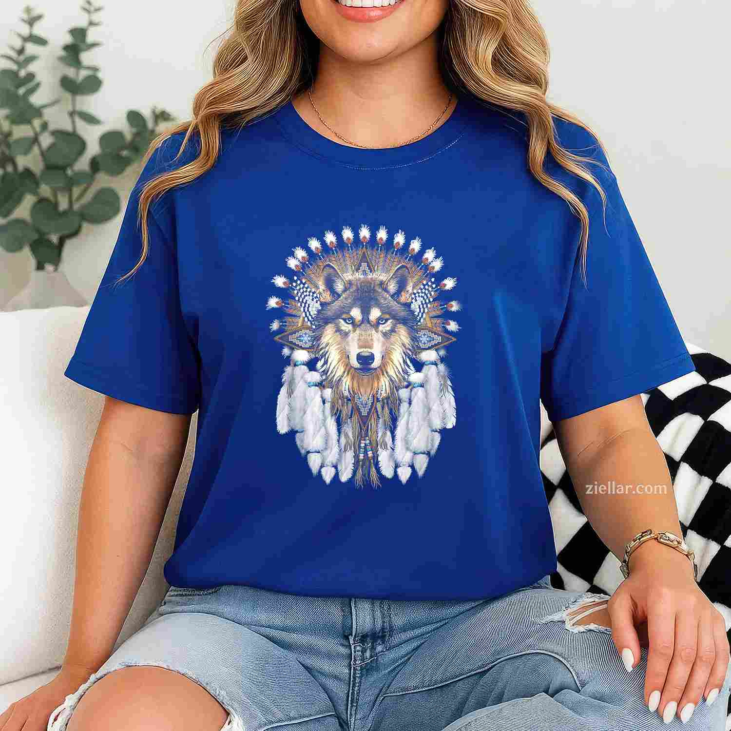Native American Wolf Feather, A Premium T-Shirt And Tee For Adults