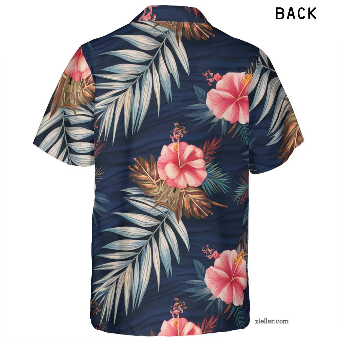 Navy Floral Paradise Hawaiian Shirt Tee, Seamless Aloha Tropical Vacation Shirt