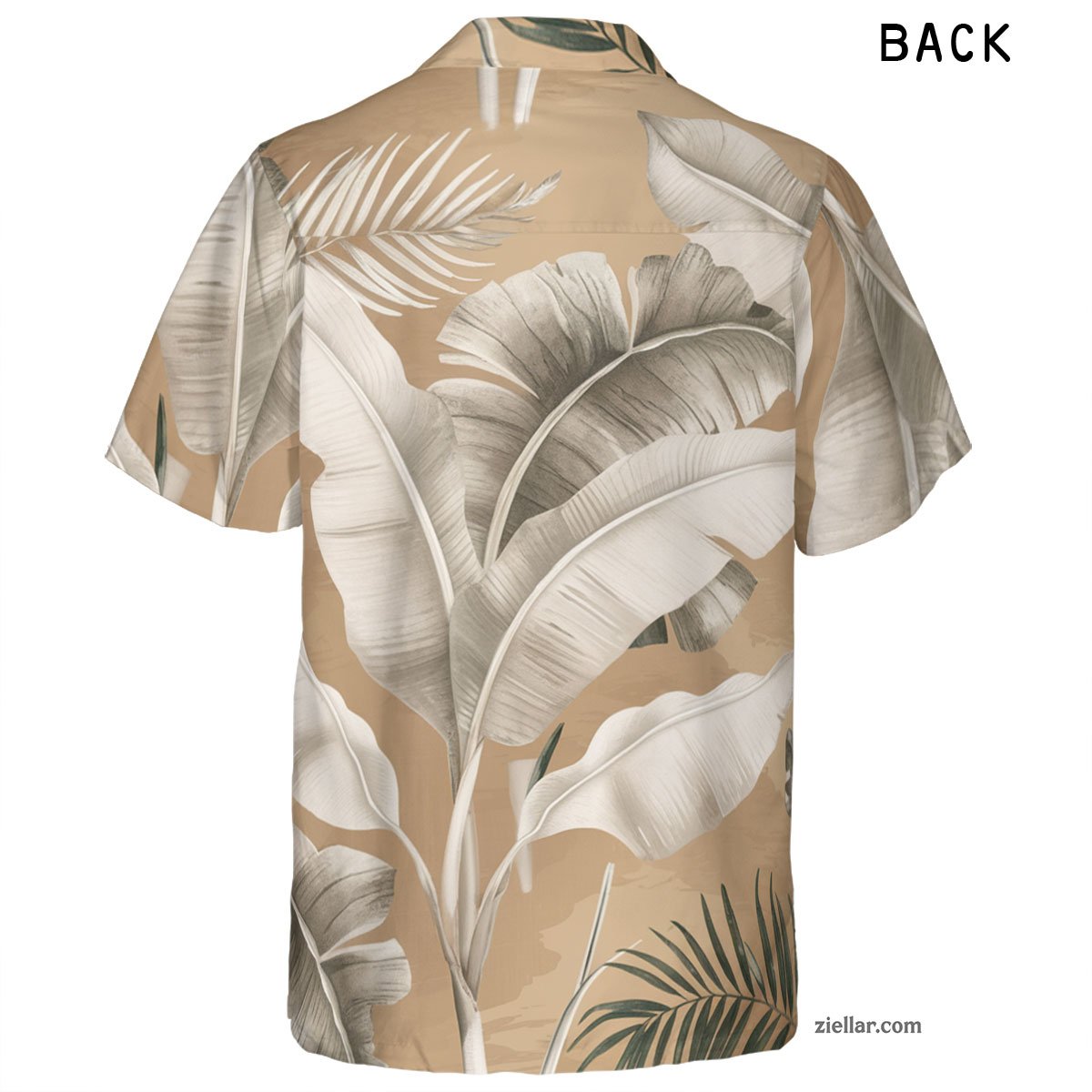 Neutral Tropical Leaves Hawaiian Shirt and Tee, Stylish Vacation Wear