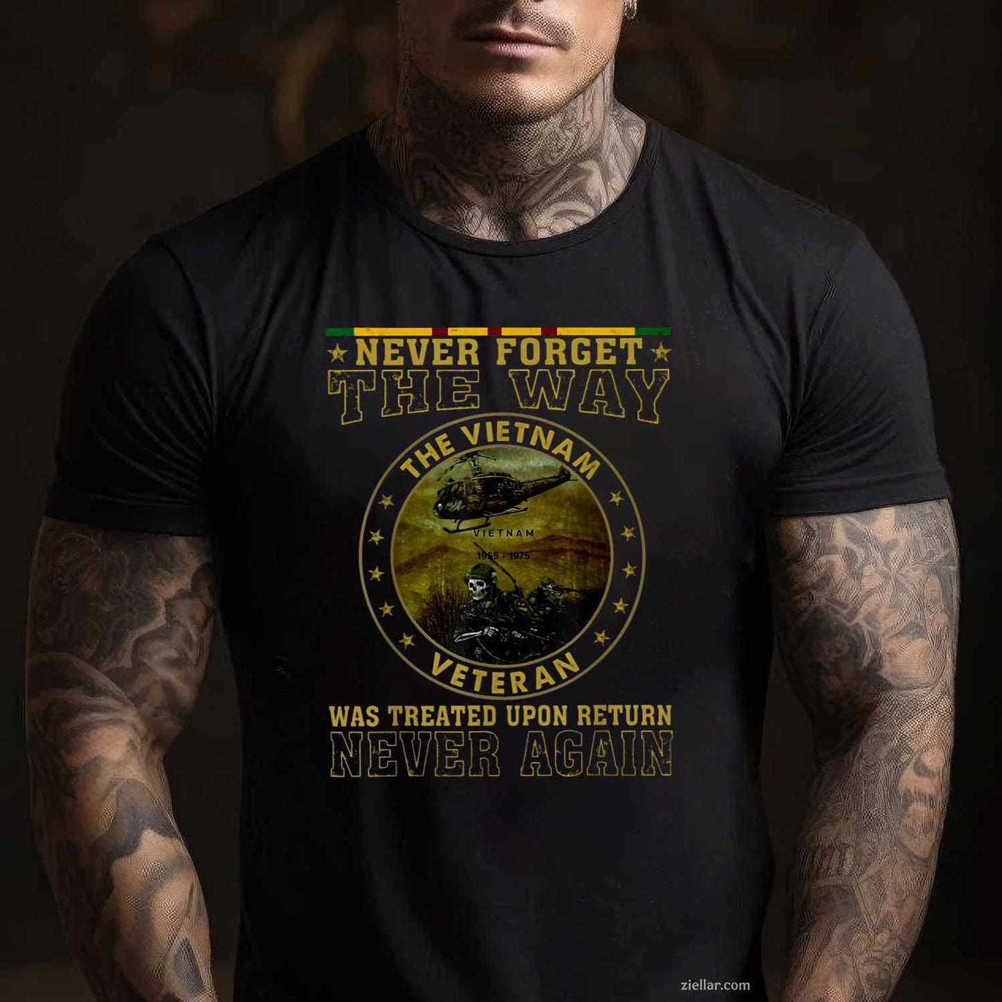 Never Forget The Way The Vietnam Veteran, A Vintage Retro T-Shirt And Tee For Adults