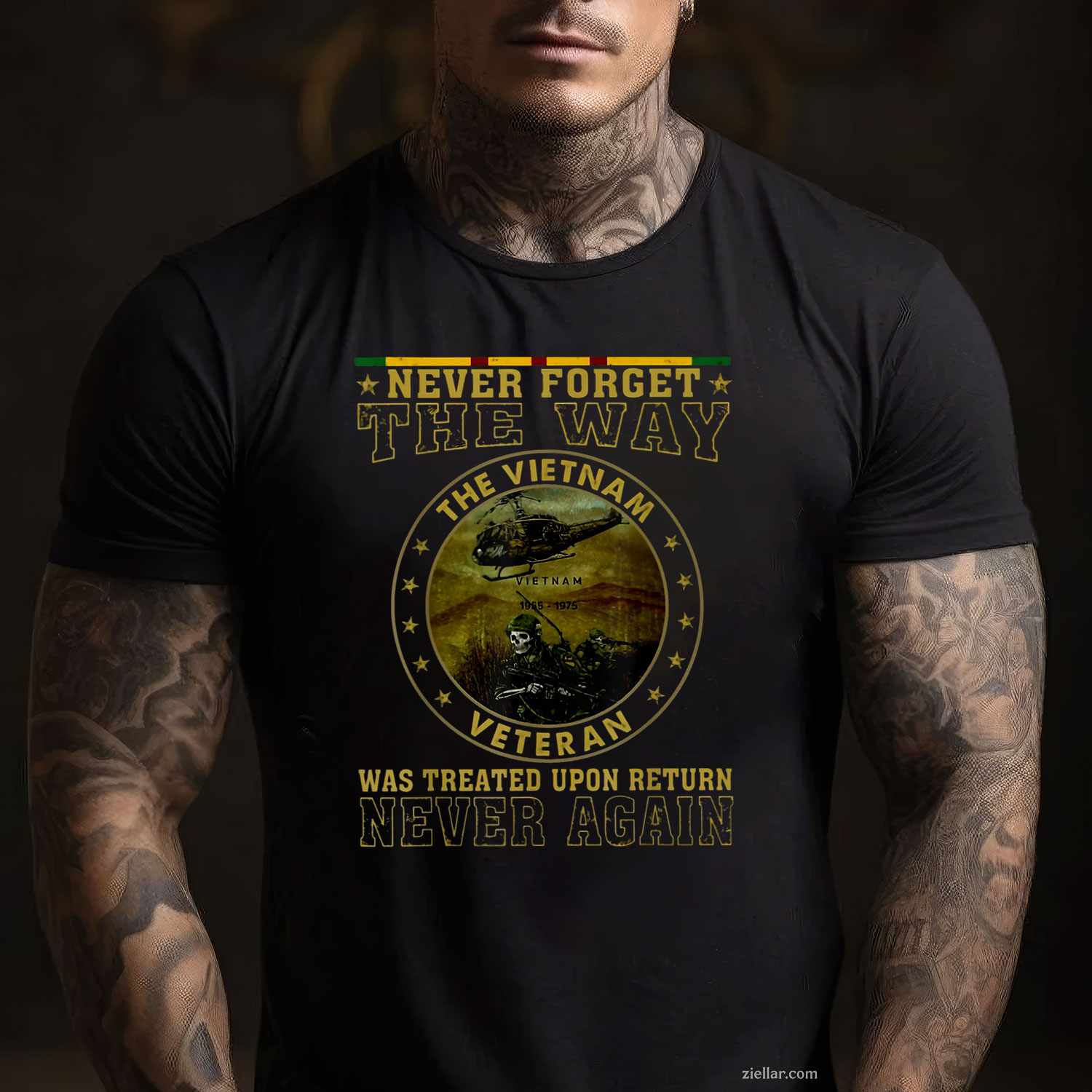 Never Forget The Way The Vietnam Veteran, A Vintage Retro T-Shirt And Tee For Adults