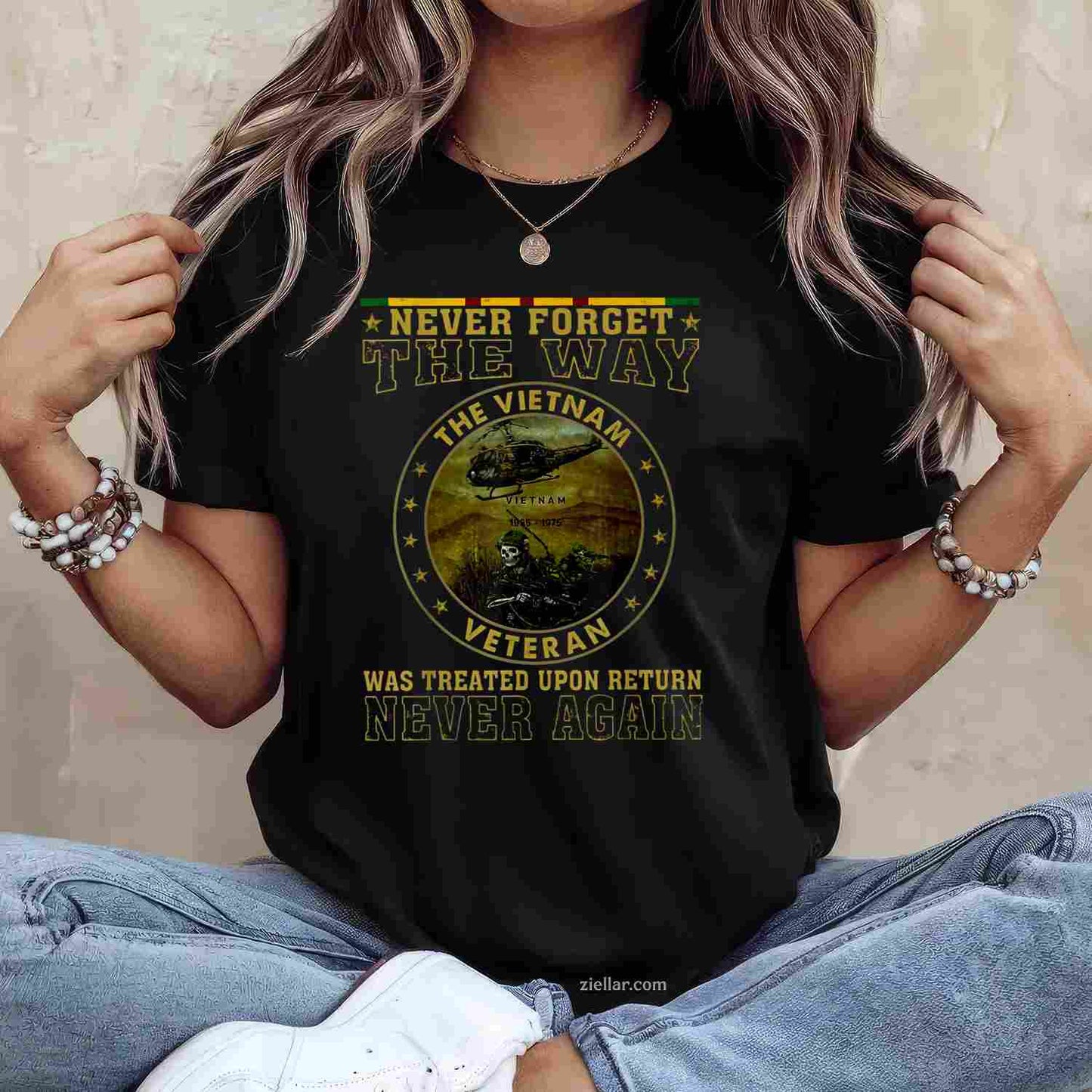 Never Forget The Way The Vietnam Veteran, A Vintage Retro T-Shirt And Tee For Adults