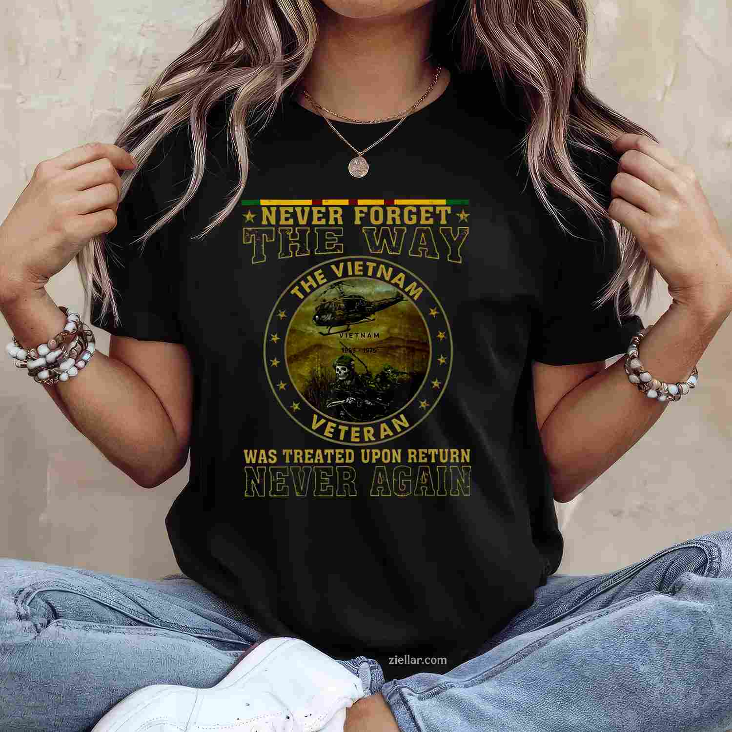 Never Forget The Way The Vietnam Veteran, A Vintage Retro T-Shirt And Tee For Adults