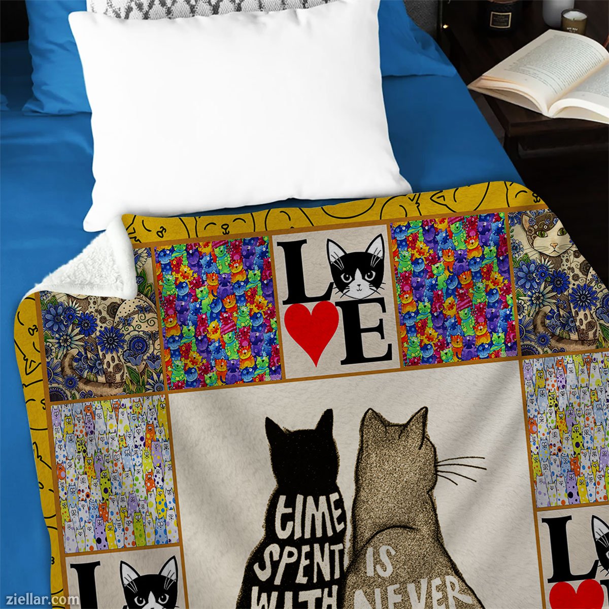 Never Give Up Quilt Blanket, Fleece Blanket Motivational Gift for Pet Lovers with Cats