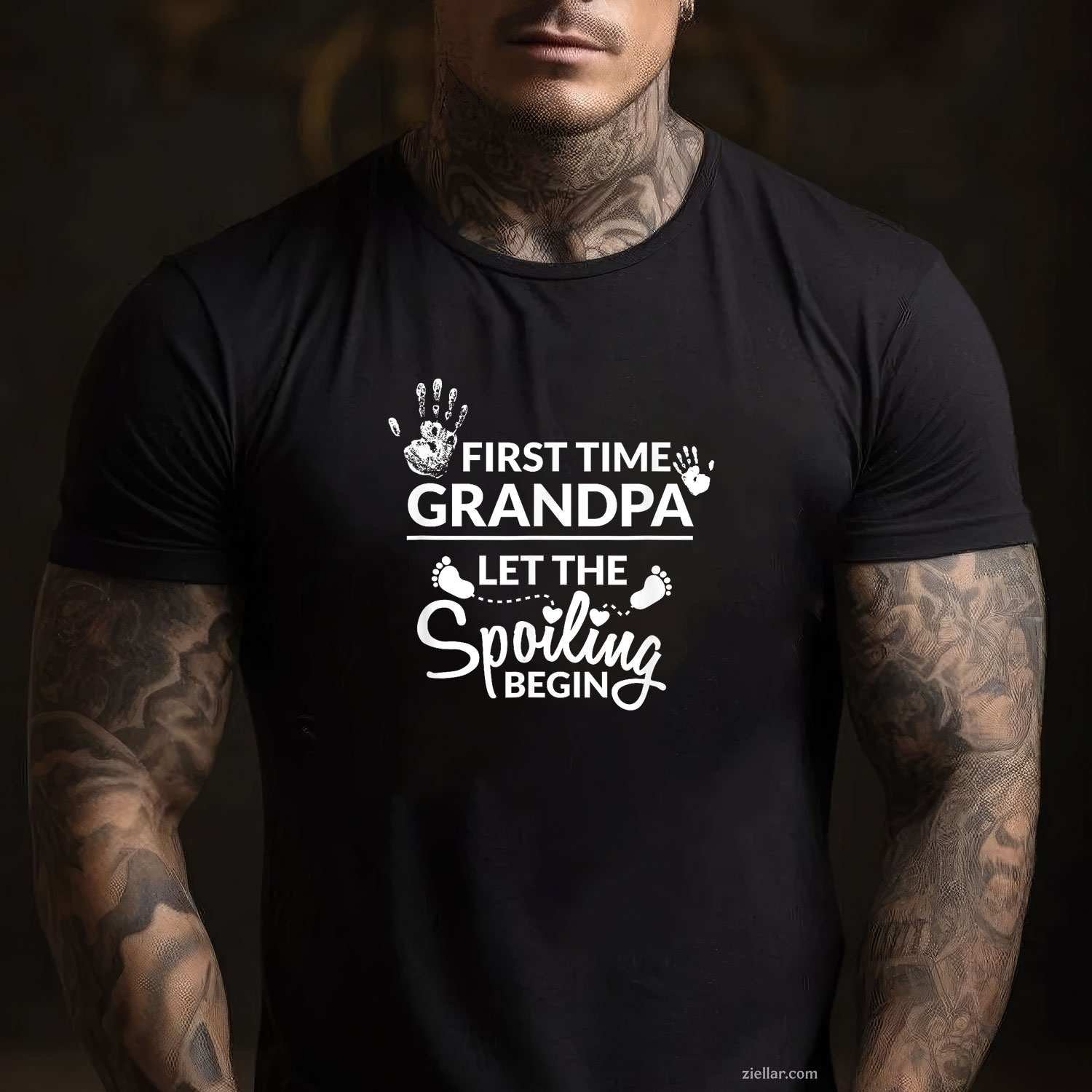 New First Time Grandpa Let The Spoiling Begin Gift T-Shirt Tee for Men Women Adults Unisex