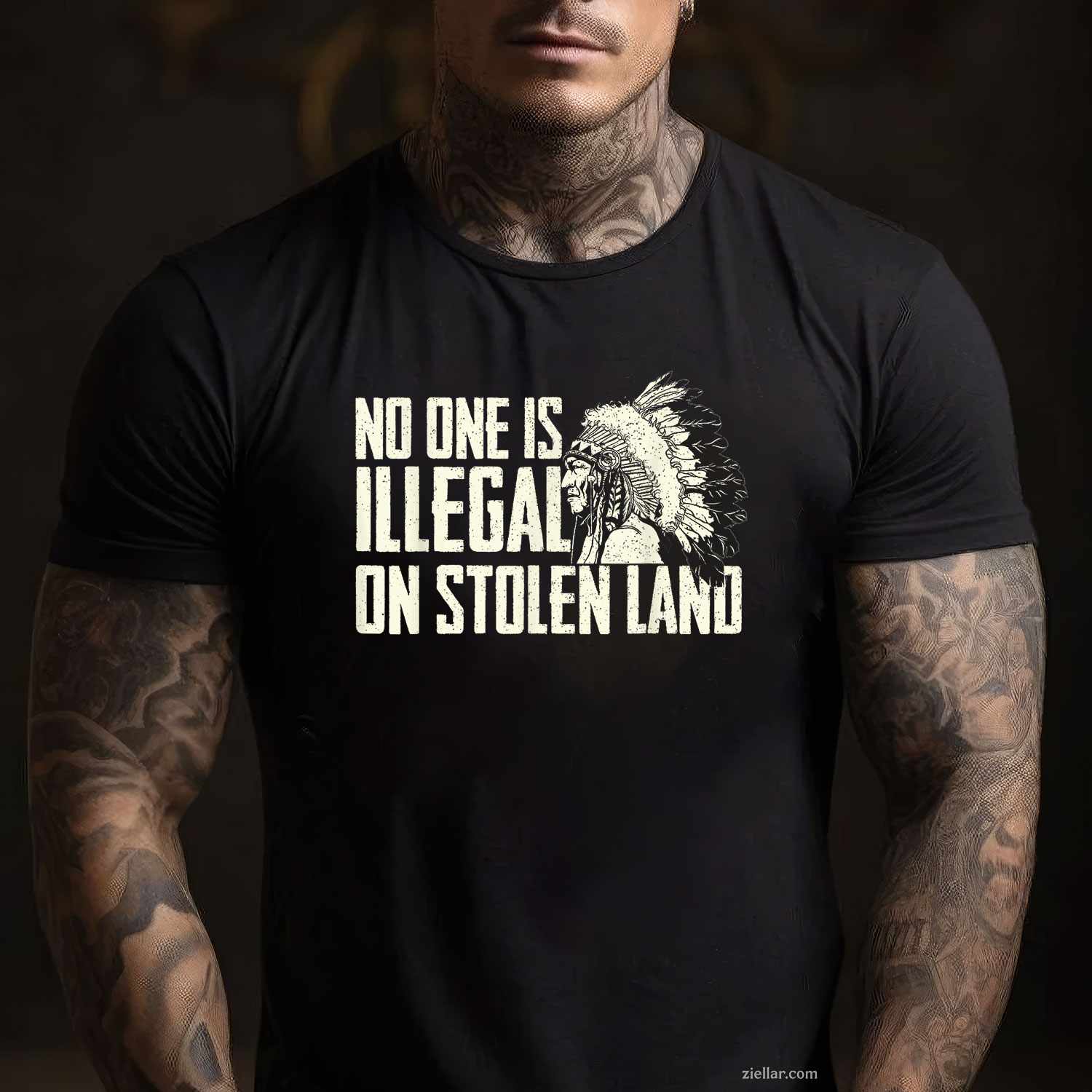 No One Is Illegal On Stolen Land, Indian Native American T-Shirt And Tee For Adults