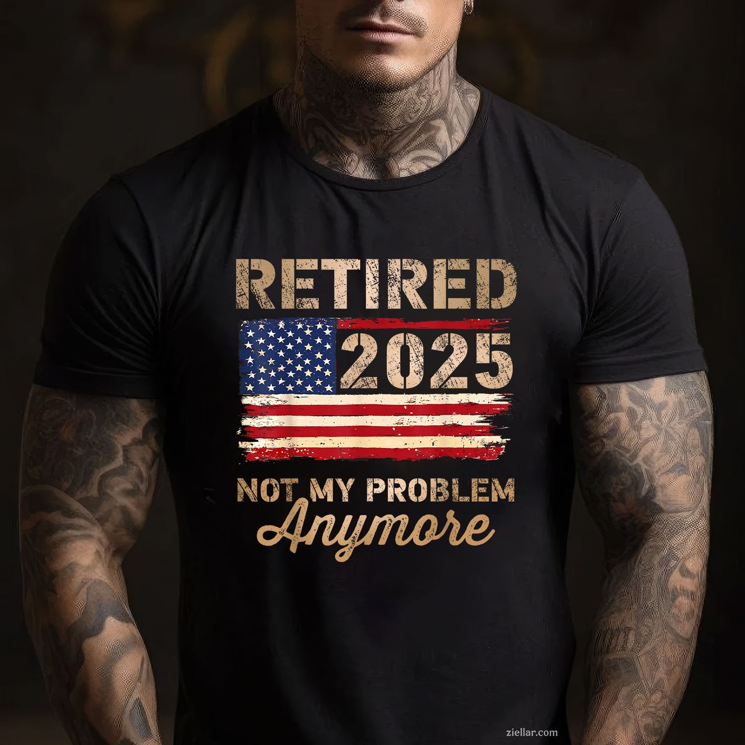 Not My Problem Anymore Tee and T-Shirt, US Flag Retired 2025 T-Shirt Gift for Adults