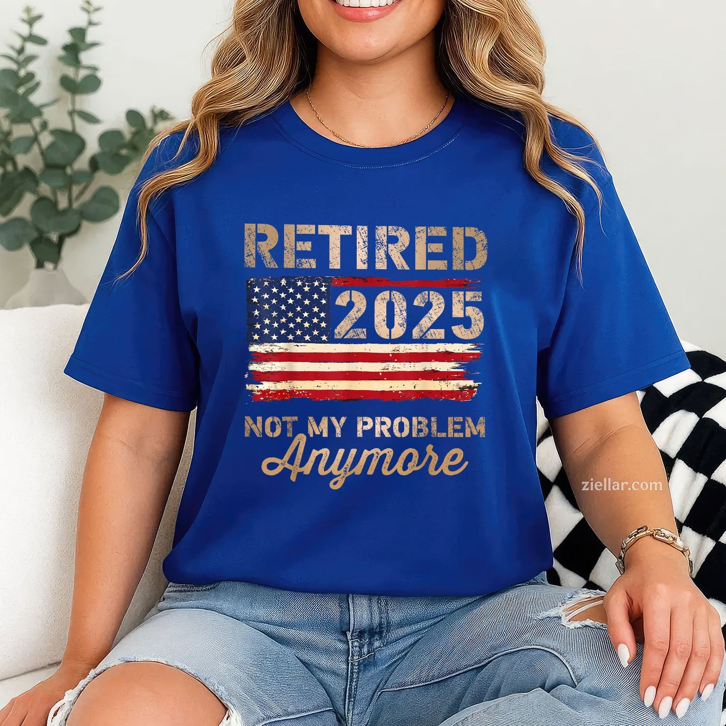 Not My Problem Anymore Tee and T-Shirt, US Flag Retired 2025 T-Shirt Gift for Adults
