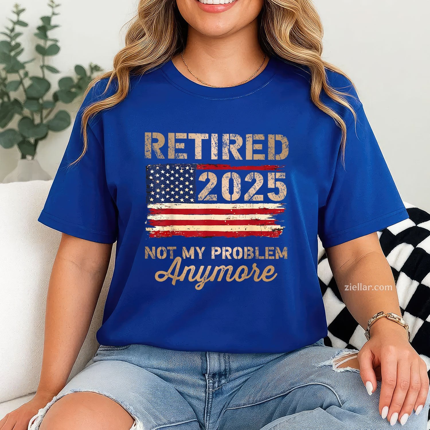 Not My Problem Anymore Tee and T-Shirt, US Flag Retired 2025 T-Shirt Gift for Adults