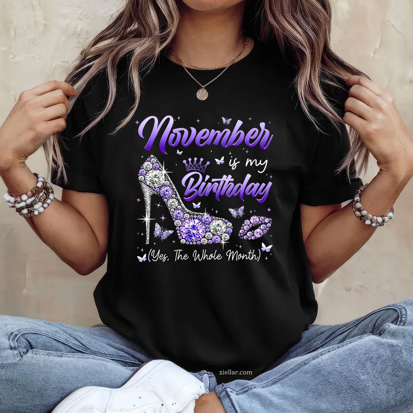 November Girl Birthday Tee and T-Shirt, Whole Month Party Celebration T-Shirt Gift for Women Adults