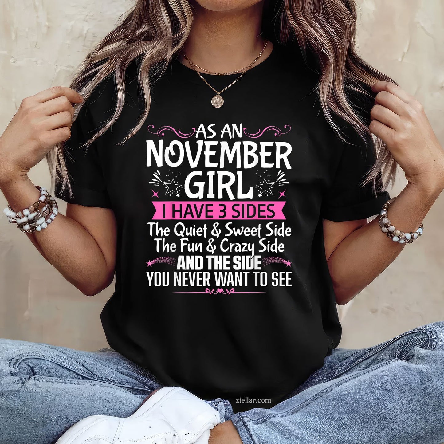 November Queen Tee and T-Shirt, Cute November Girl Birthday T-Shirt Gift for Women Adults