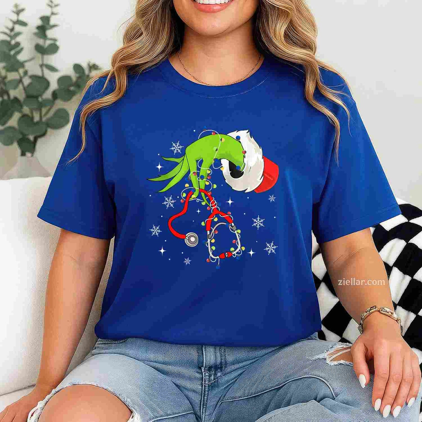Nurse Christmas Stethoscope Nurses Xmas Pajamas Santa Women T-Shirt, A Funny Nurse Christmas Stethoscope Pajama Tee