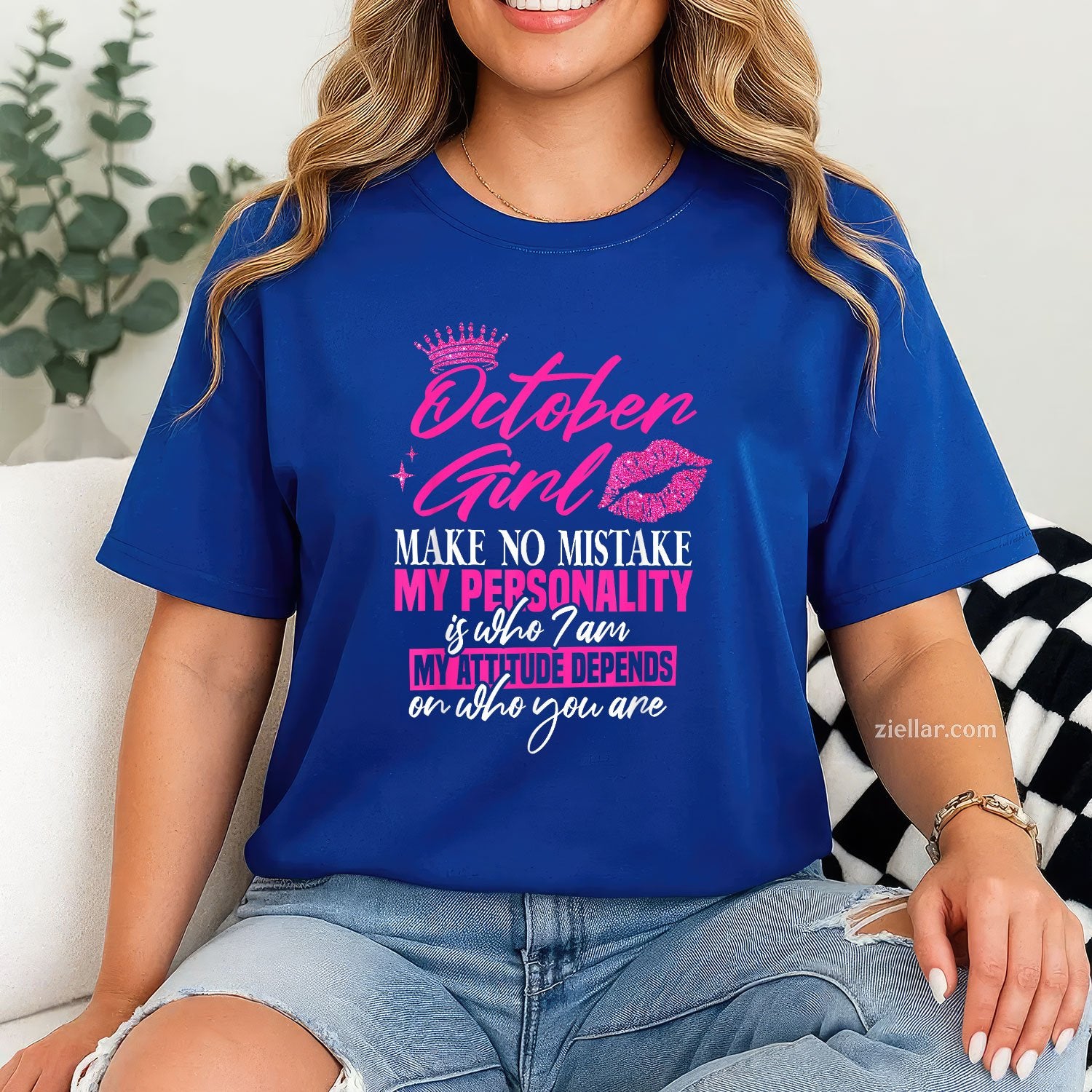 October Birthday Tee and T-Shirt for Women Adults, Gift T-Shirt for October Born Ladies