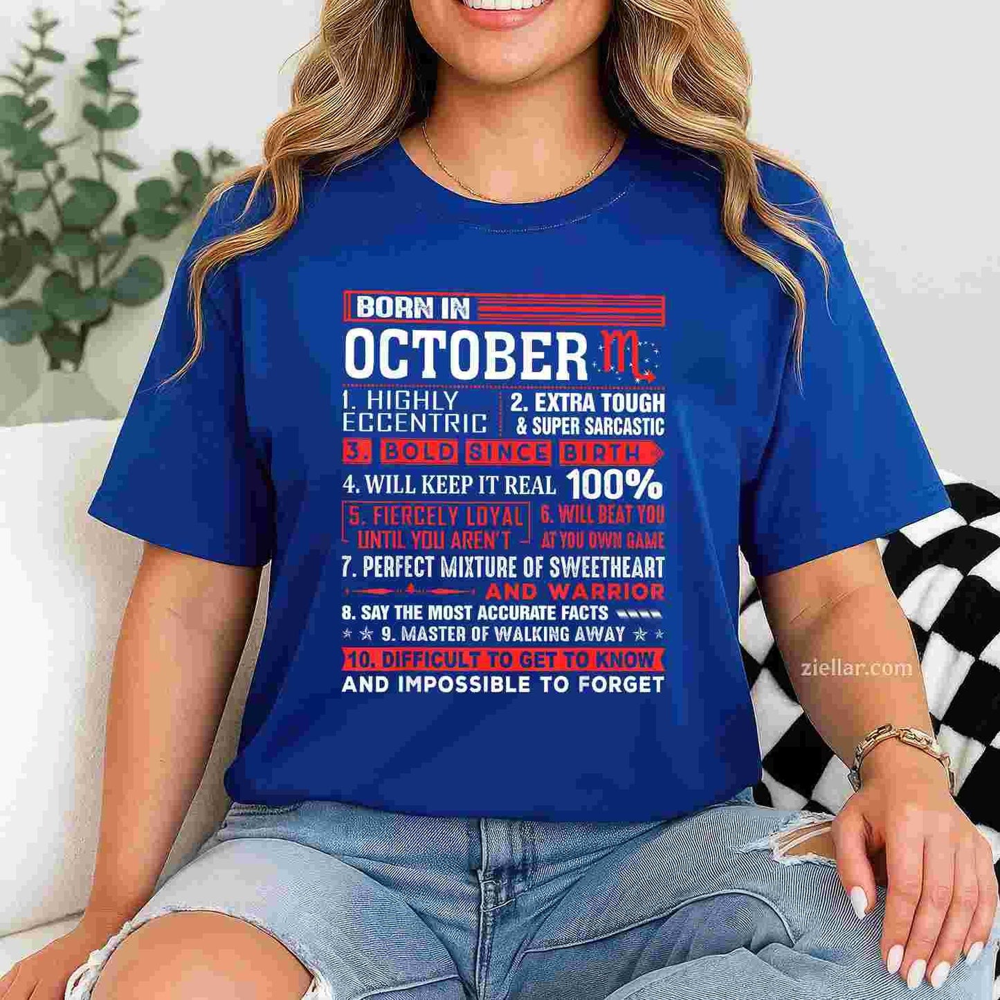 October Birthday Gifts - Born In October Scorpio T-Shirt and Tee for Adults Men Women Unisex
