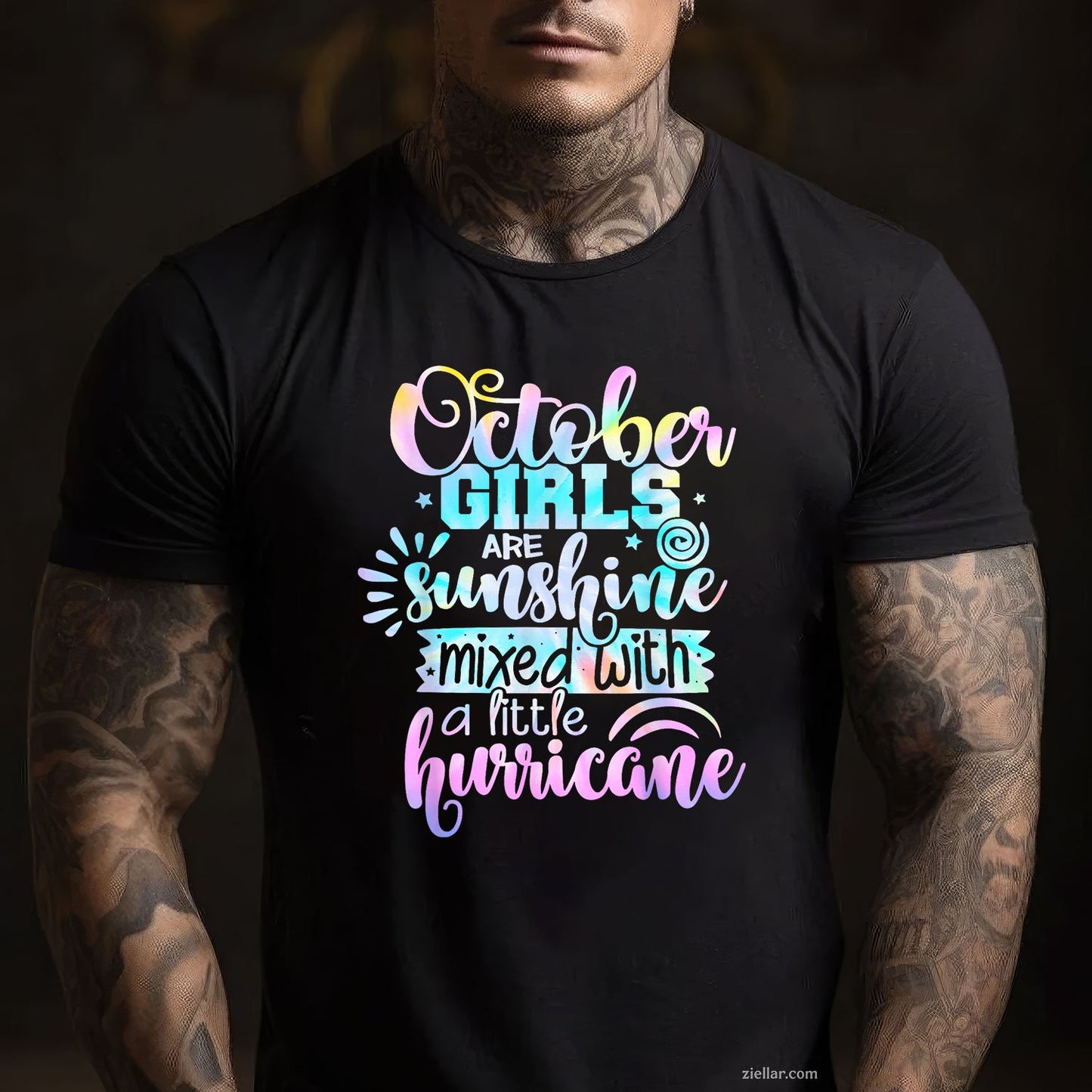 October Girls Are Sunshine and Hurricane Tee and T-Shirt, Funny Birthday T-Shirt for Women Adults