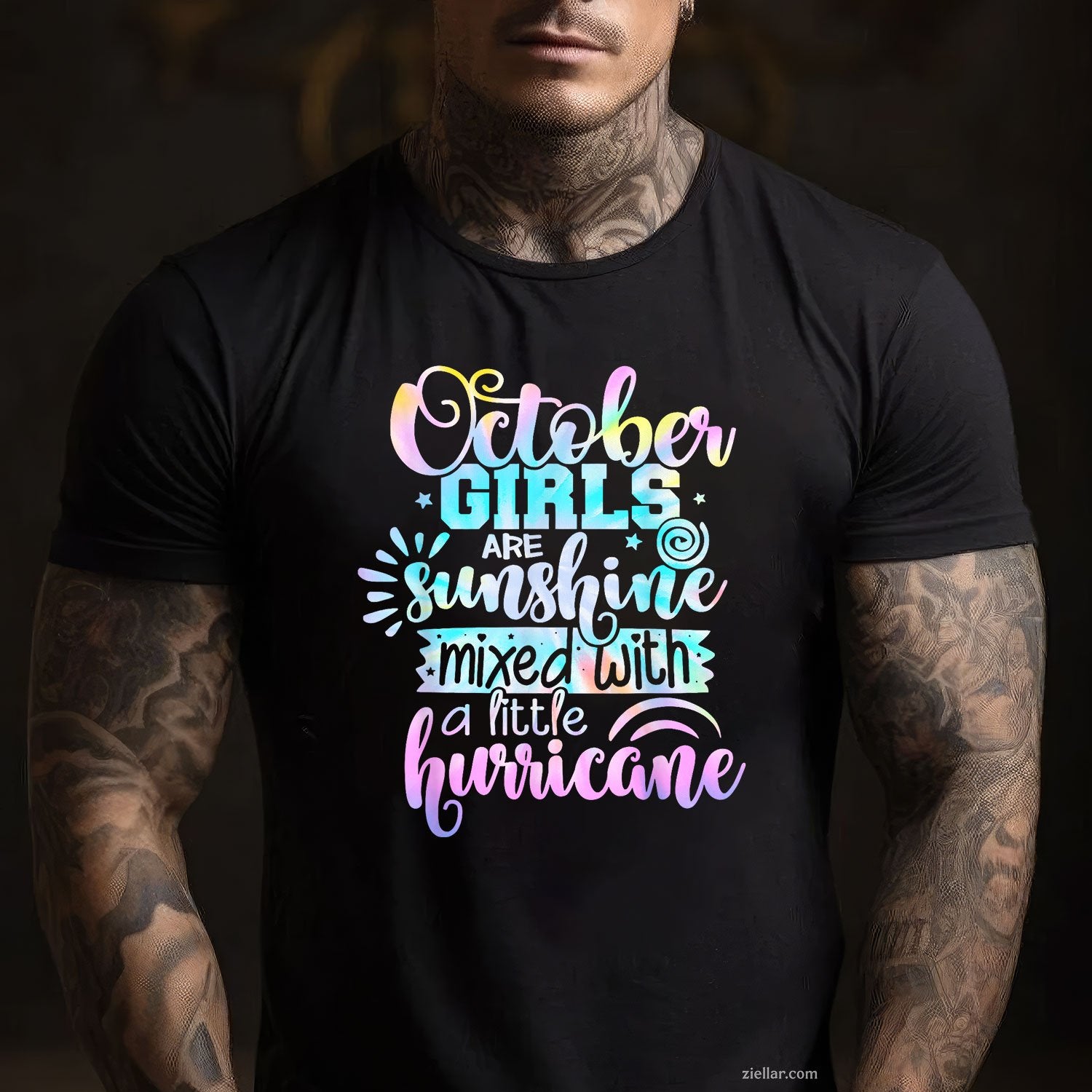 October Girls Are Sunshine and Hurricane Tee and T-Shirt, Funny Birthday T-Shirt for Women Adults