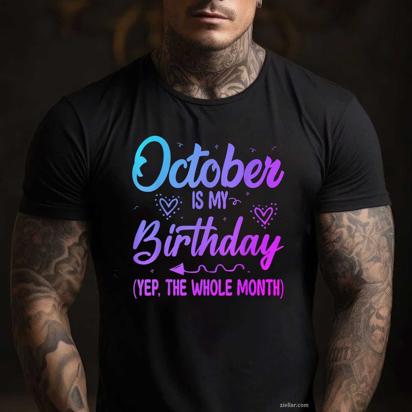 October Is My Birthday Yes The Whole Month Cute Birthday Tee, Birthday T-Shirt for Men Women Adults Unisex, Aesthetic Streetwear Top, Soft Cotton Premium Print