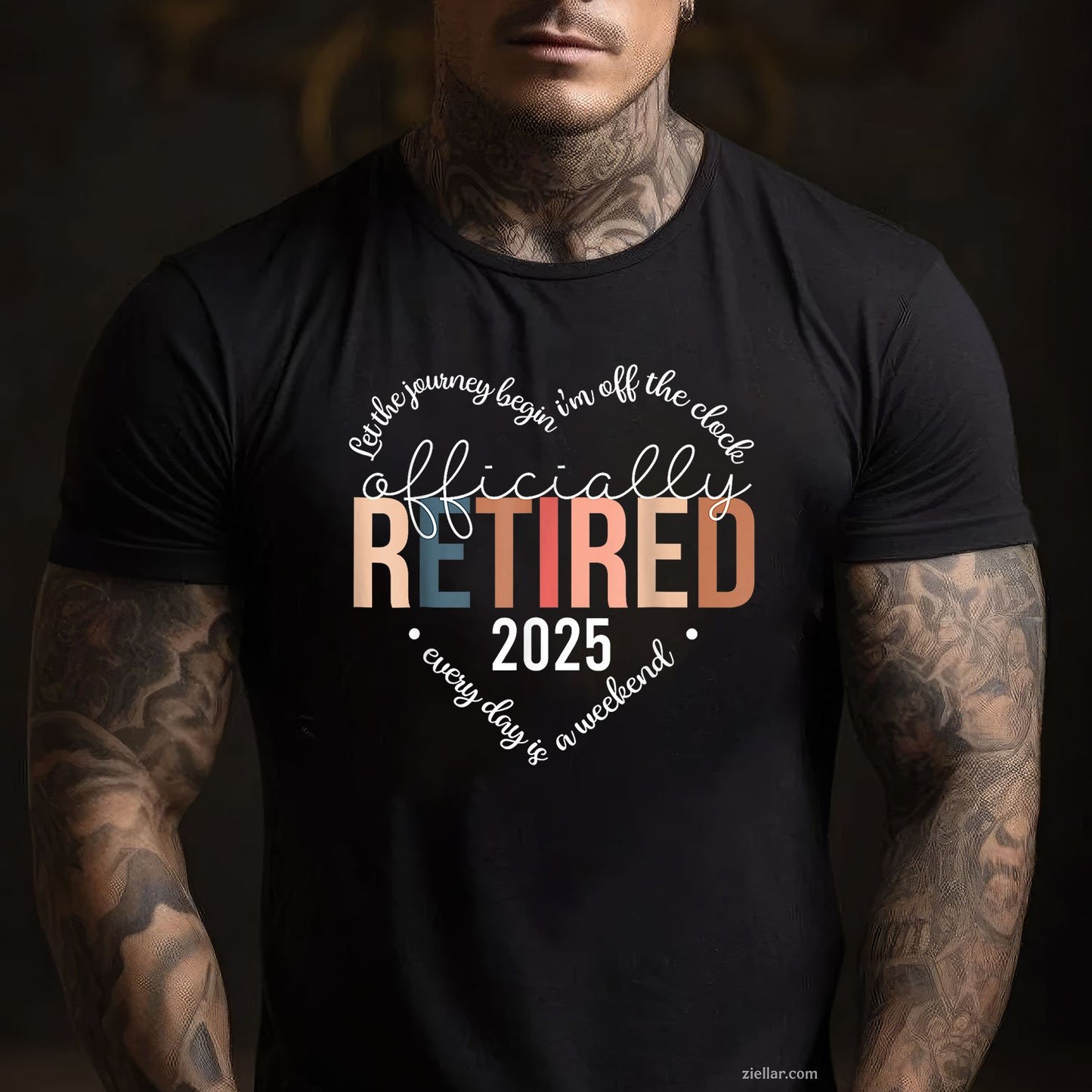 Officially Retired 2025 Tee and T-Shirt, Heart Design T-Shirt Gift for Women Adults