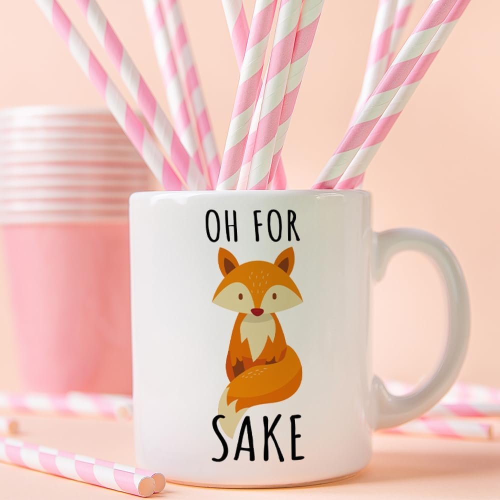 Oh For Fox Sake Mug, Funny Animal Coffee Cup, Gift for Mom Dad Birthday 11 Oz