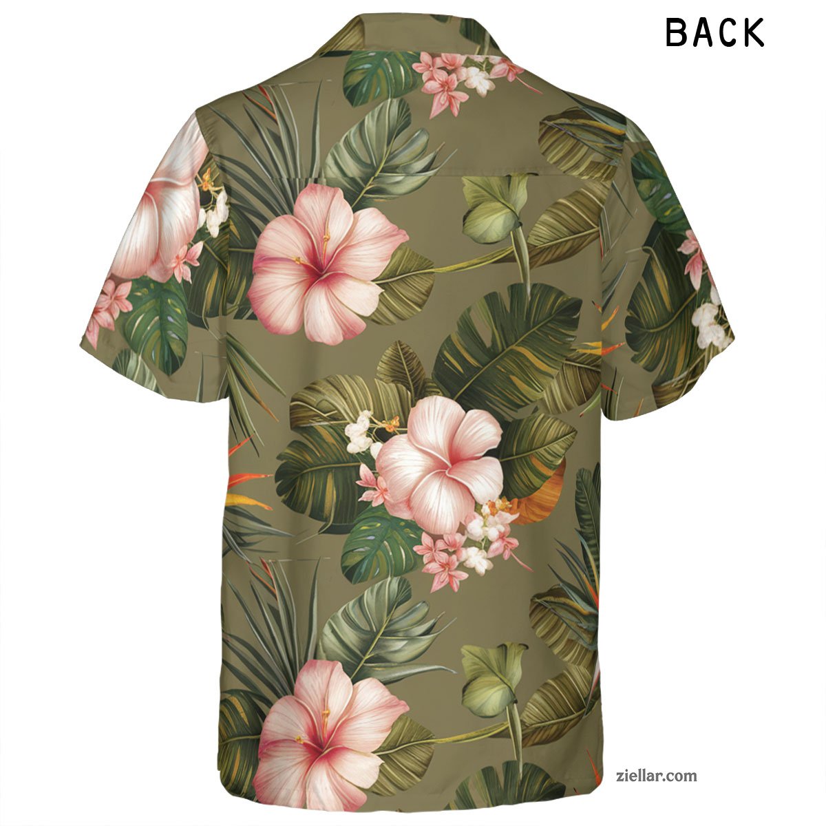 Olive Green Floral Hawaiian Shirt and Tee, Tropical Aloha Wear Unisex