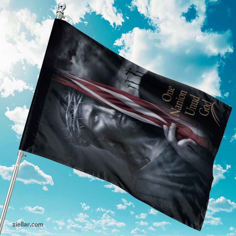 One Nation Under God Garden Flag, Christian Cross Patriotic Outdoor Yard Decor