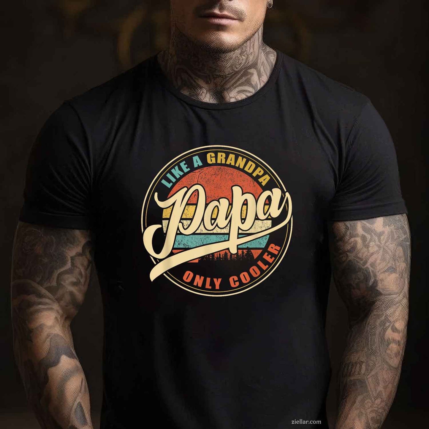 PAPA Like A Grandpa Only Cooler Funny Dad Papa Grandfather T-Shirt Tee for Men Women Adults Unisex