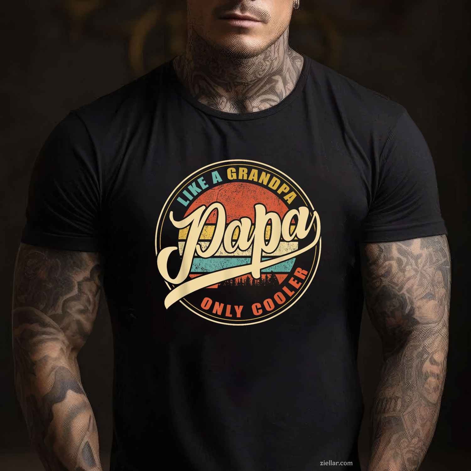 PAPA Like A Grandpa Only Cooler Funny Dad Papa Grandfather T-Shirt Tee for Men Women Adults Unisex