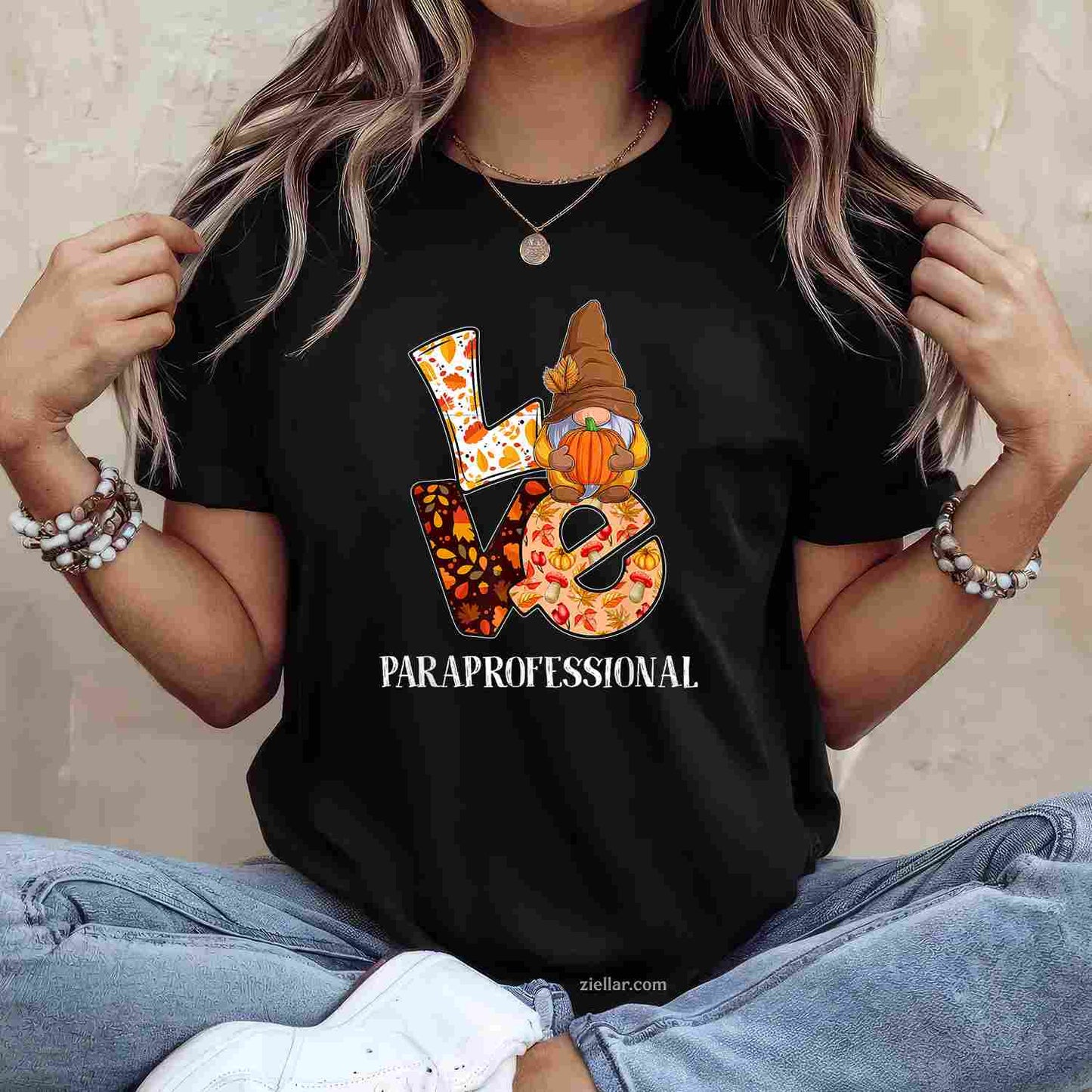 Paraprofessional Love Autumn Fall Gnome For Teachers T-Shirt and Tee for Adults Men Women Unisex for Men Women T-Shirt and Tee for Adults Men Women Unisex
