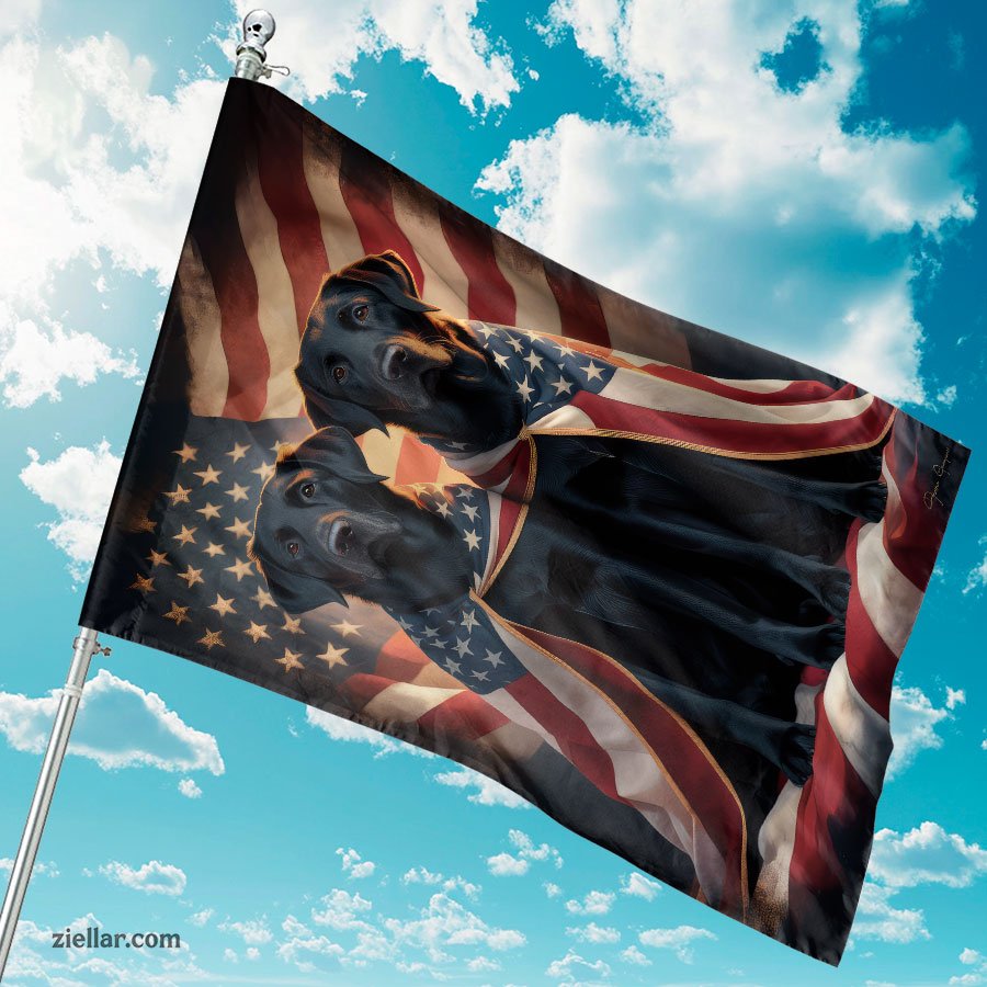 Patriotic Flag with Black Labrador Retrievers for Garden Yard Outdoor Home Decor