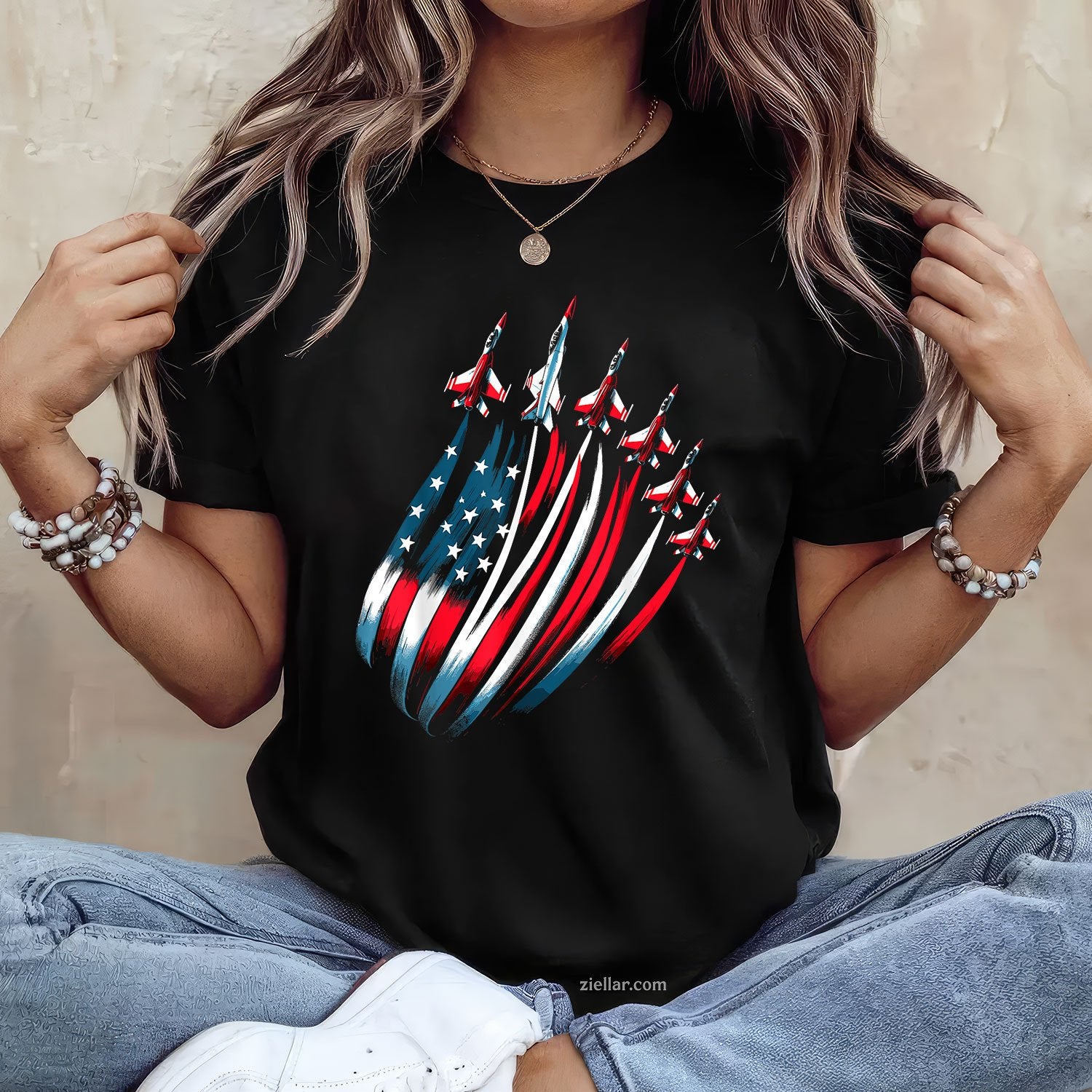 Patriotic USA Flag Fighter Jets 4th
