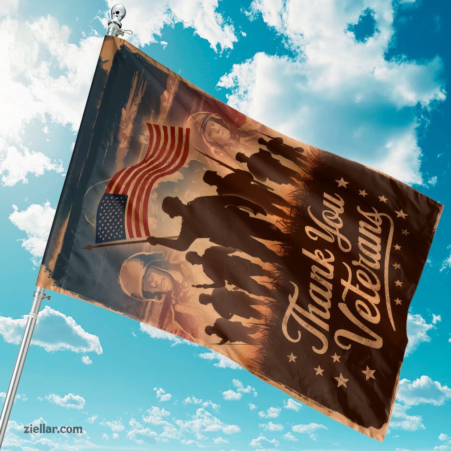 Patriotic Garden Flag Double Sided, Thank You Veterans Outdoor Yard Decor