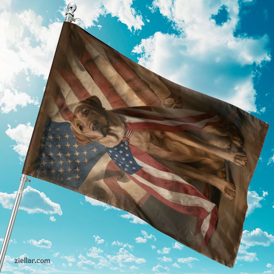 Patriotic Dog American Flag Garden Decor USA Pet Home Yard Banner Gift