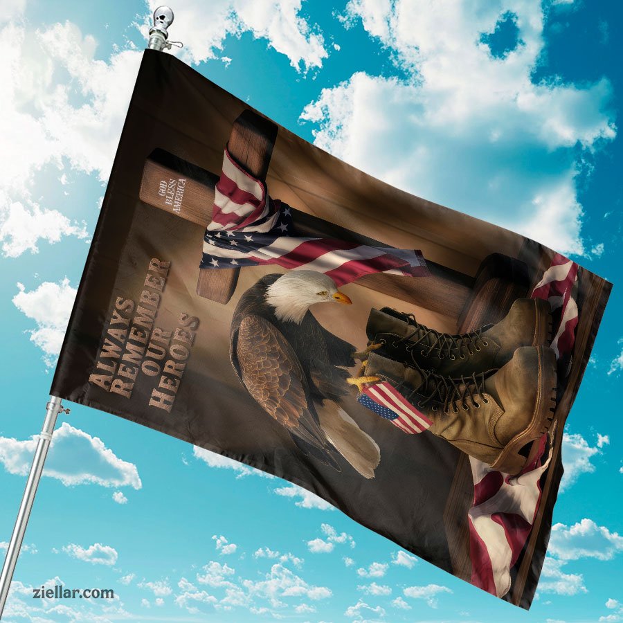 Patriotic Flag Always Remember Our Heroes Yard Banner Garden Decor USA