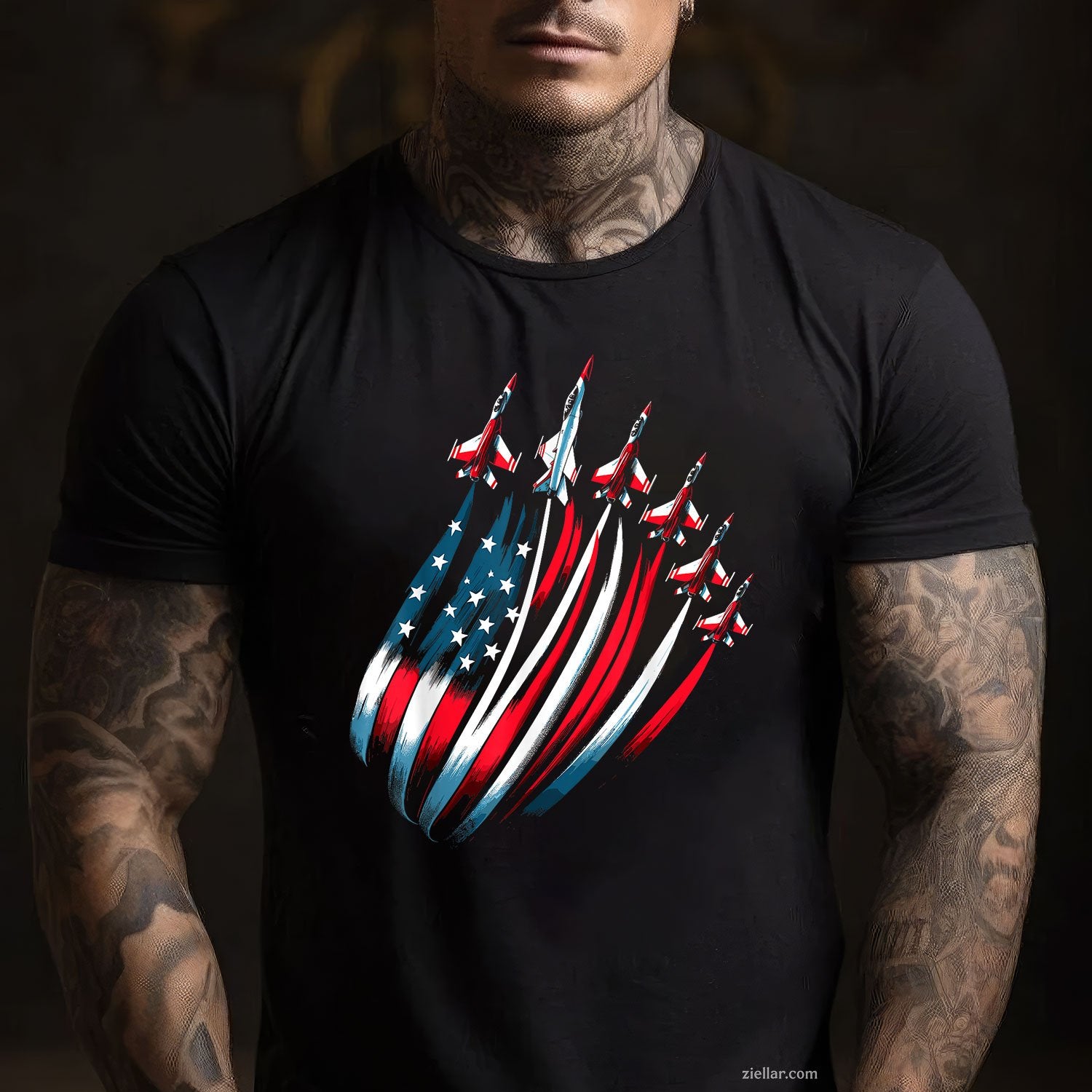Patriotic USA Flag Fighter Jets 4th