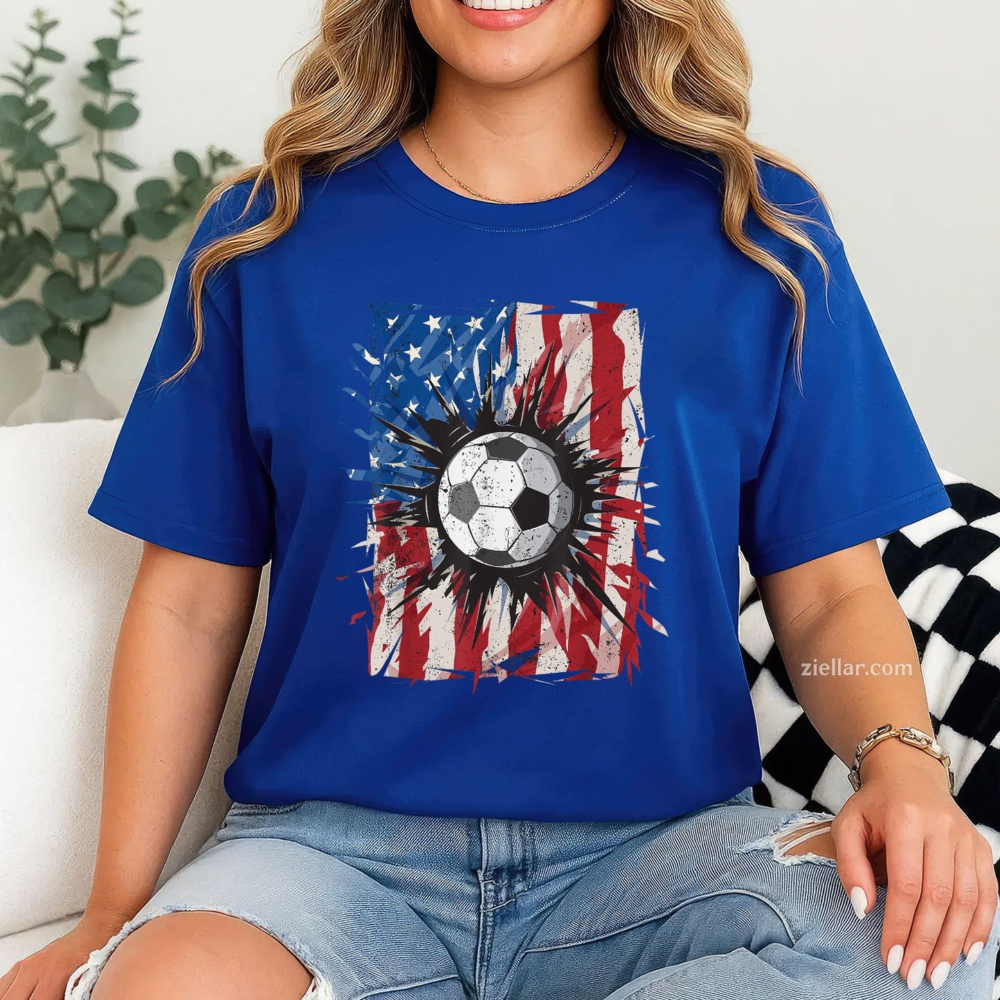 Patriotic Soccer 4th of July Men USA American Flag Boys