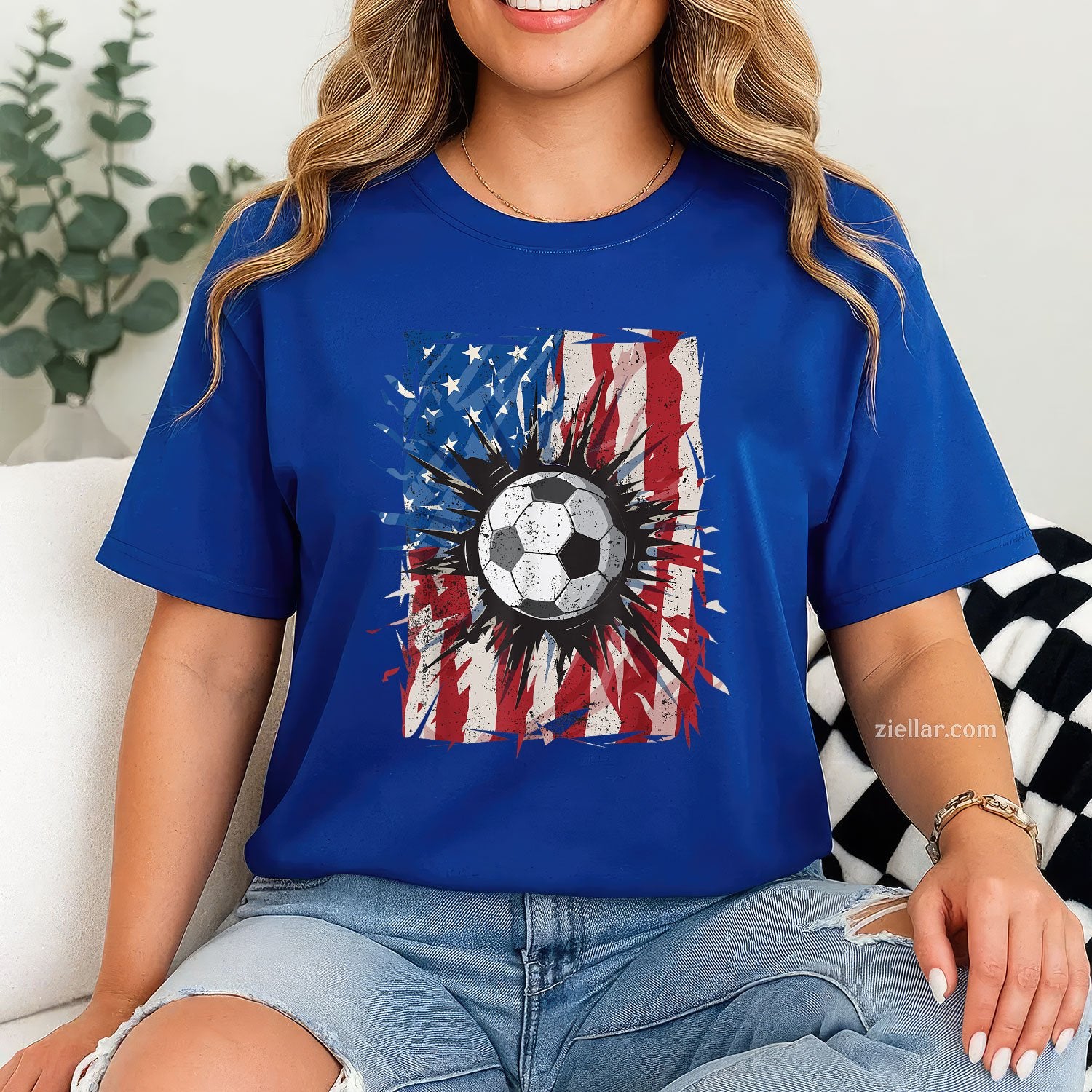 Patriotic Soccer 4th of July Men USA American Flag Boys