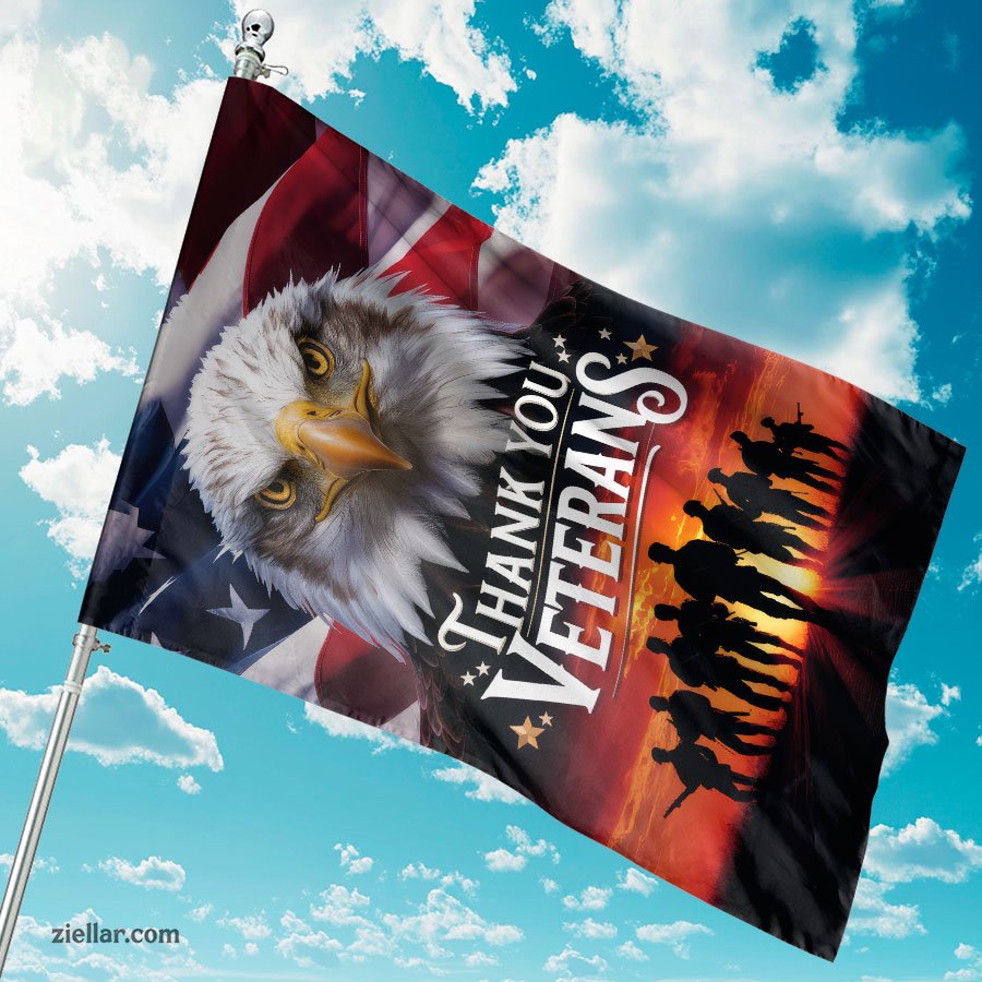 Patriotic Bald Eagle and Soldiers Garden Flag Perfect for Outdoor Decoration