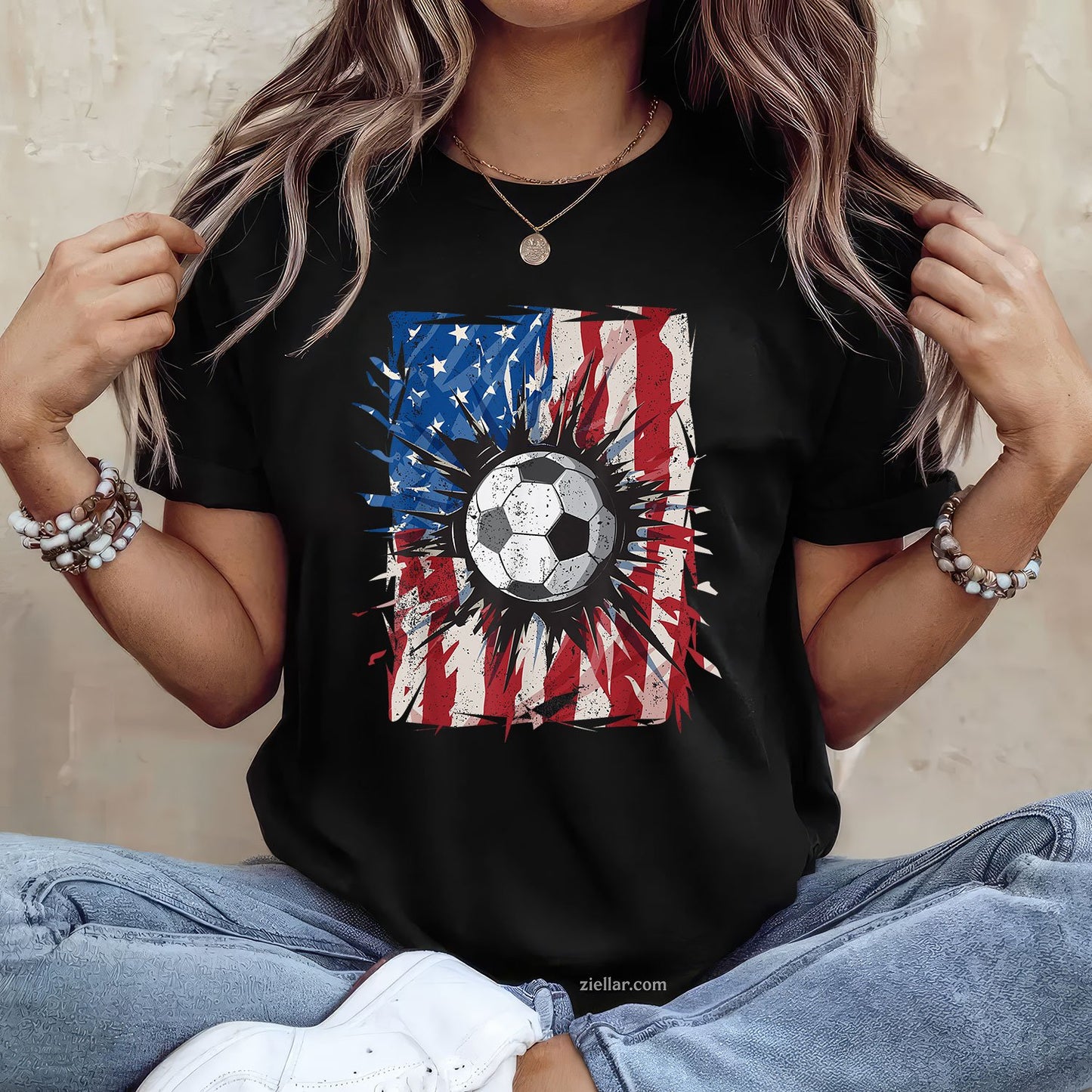 Patriotic Soccer 4th of July Men USA American Flag Boys