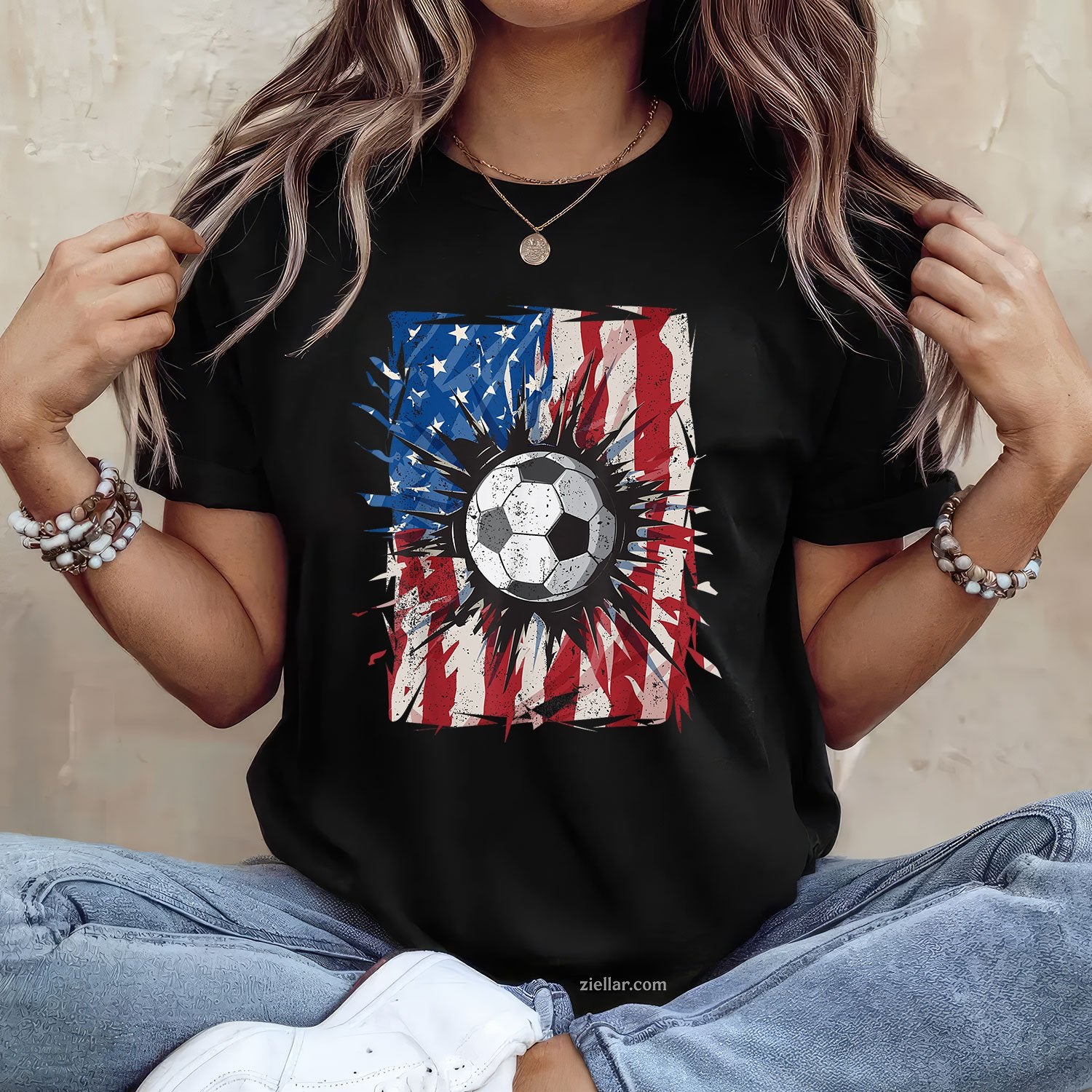 Patriotic Soccer 4th of July Men USA American Flag Boys