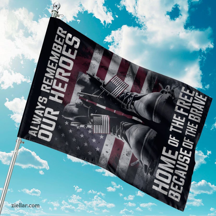 Patriotic Garden Flag with Boots USA Flag,Always Remember Our Heroes Yard Decor