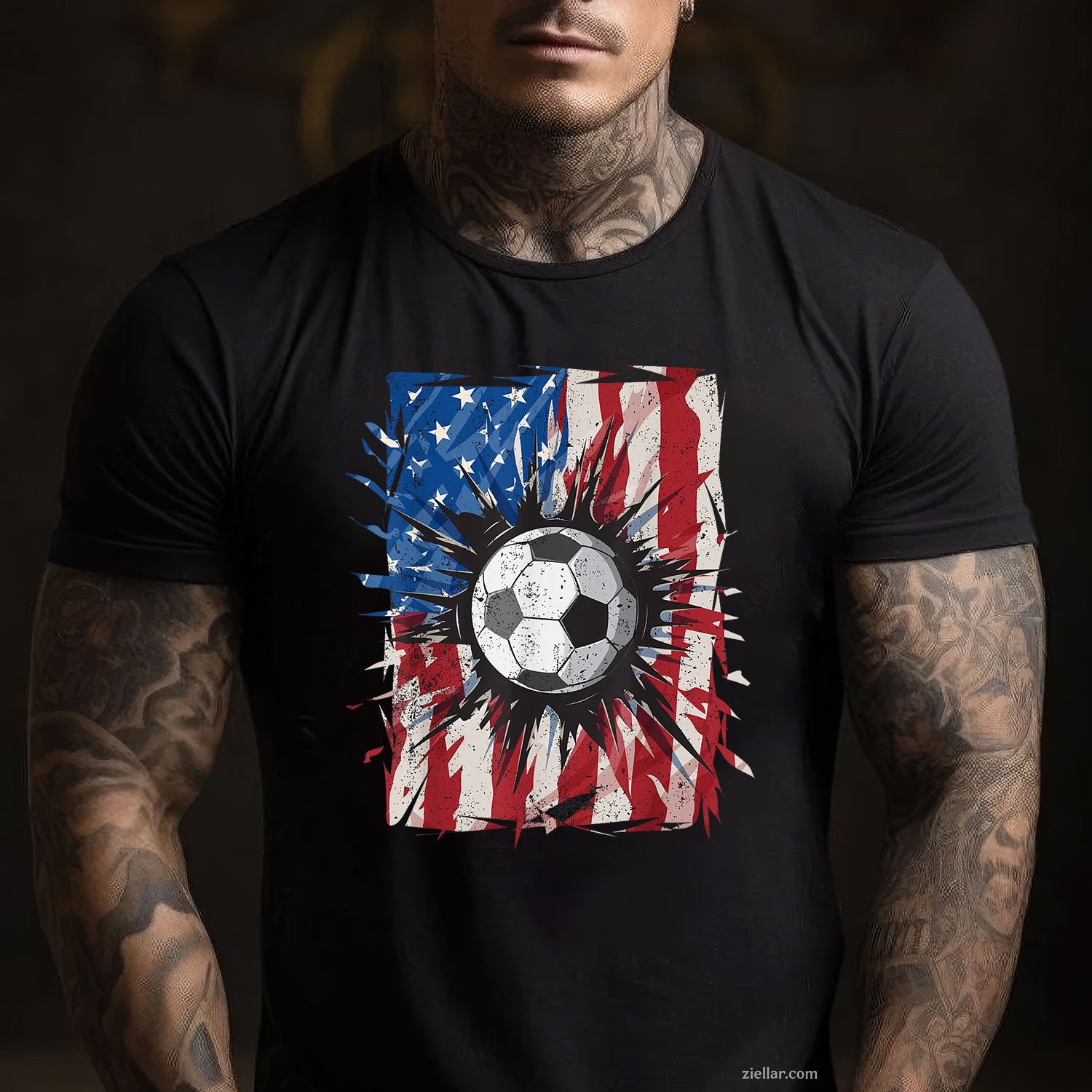 Patriotic Soccer 4th of July Men USA American Flag Boys