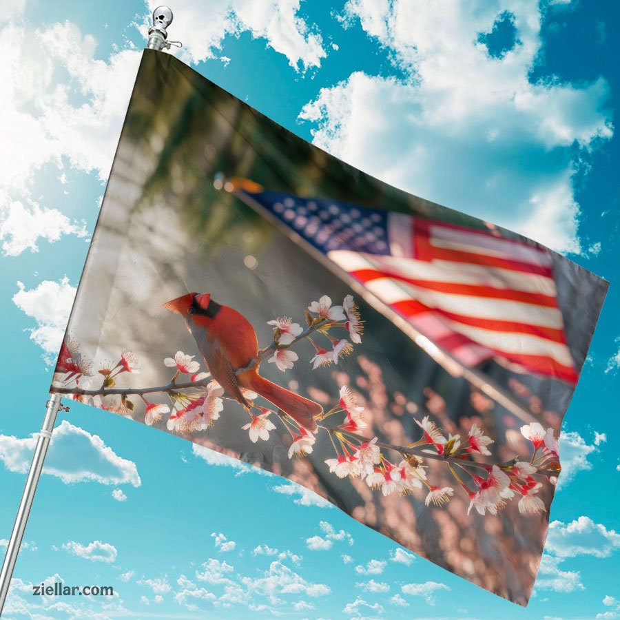 Patriotic Red Cardinal with American Flag Perfect for Veterans and Gifts