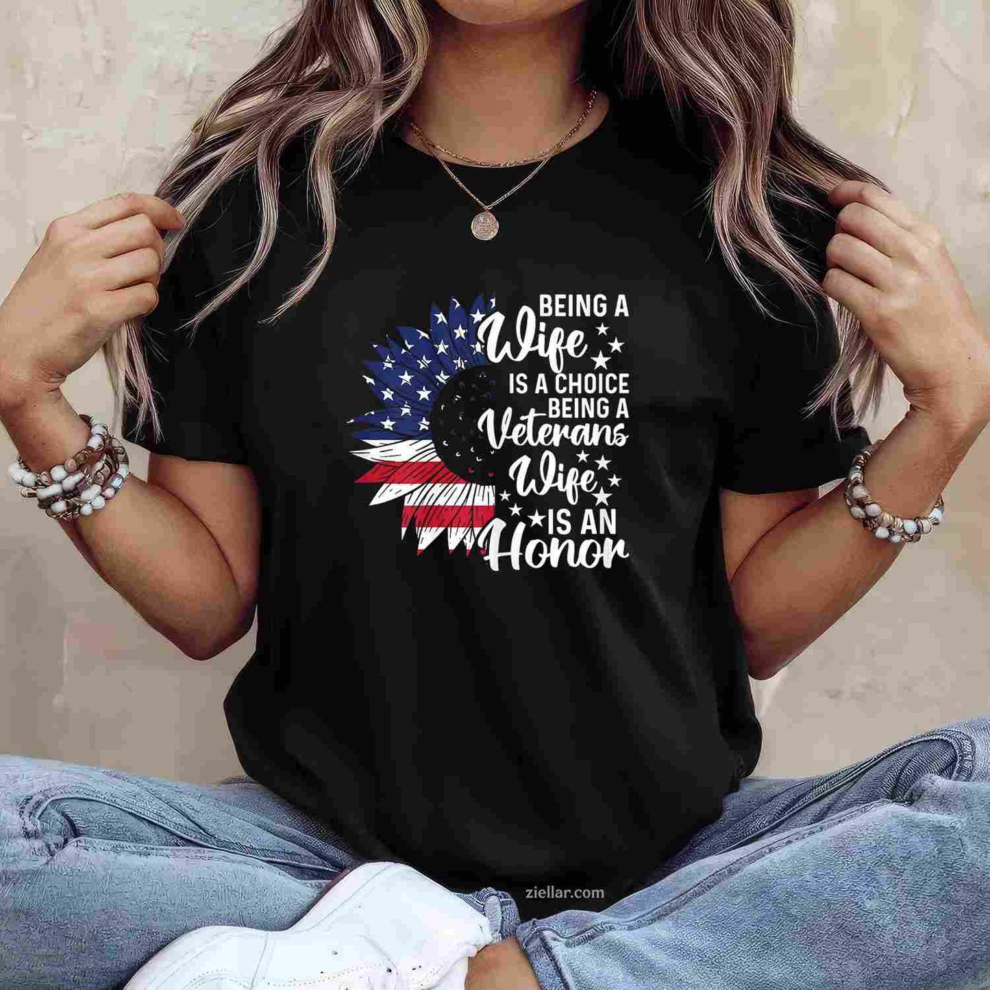 Patriotic Veterans Day Being A Veterans Wife Is An Honor T-Shirt And Tee For Women