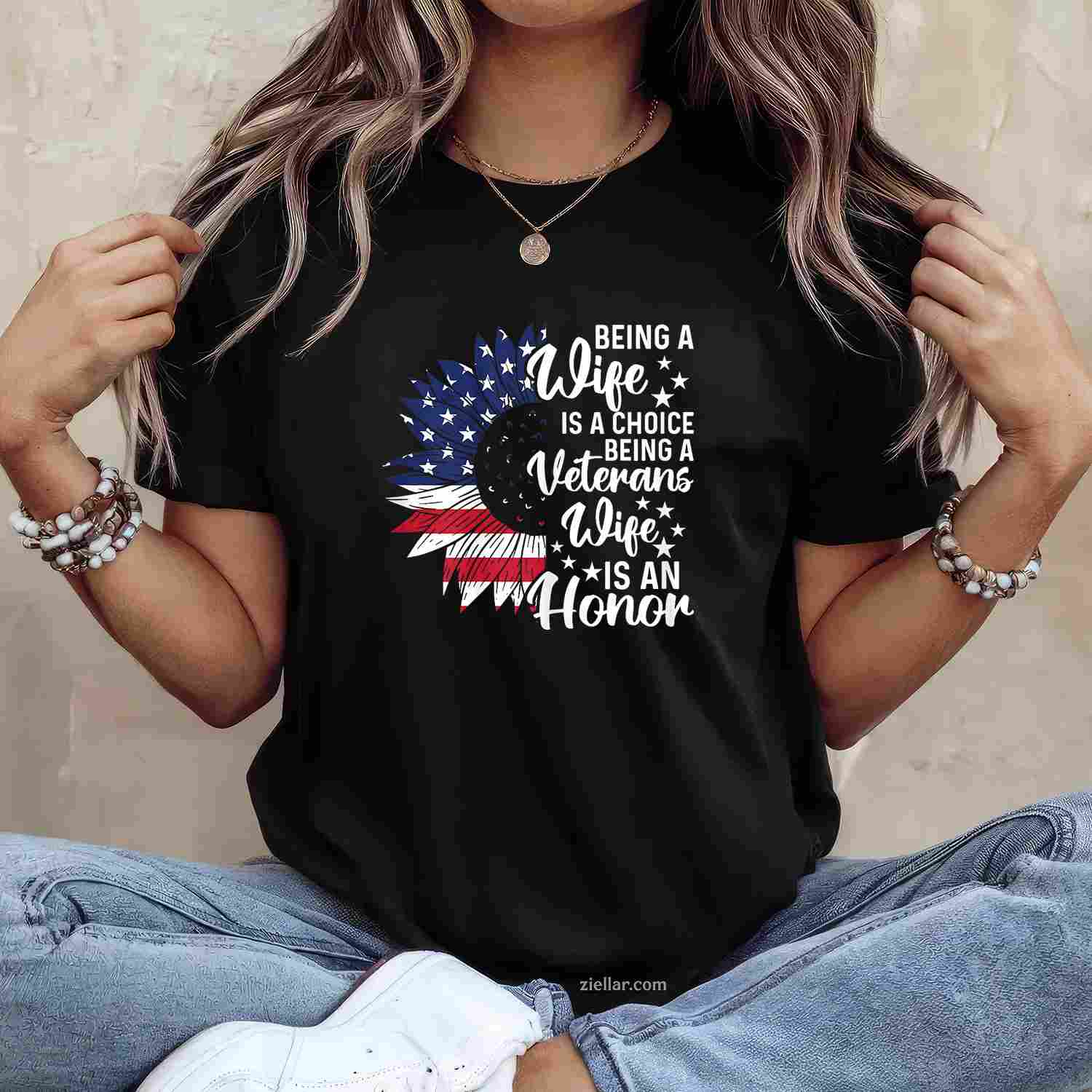 Patriotic Veterans Day Being A Veterans Wife Is An Honor T-Shirt And Tee For Women