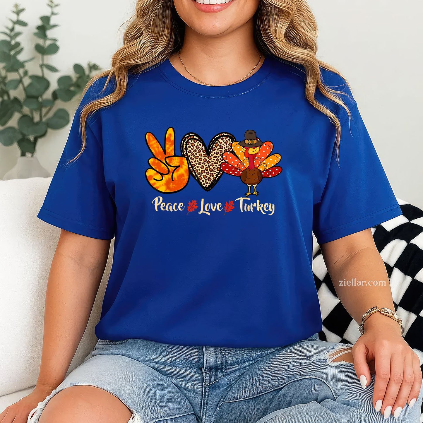 Peace Love Turkey Tee and T-Shirt, Little Pilgrim Thanksgiving T-Shirt Gift for Women Adults