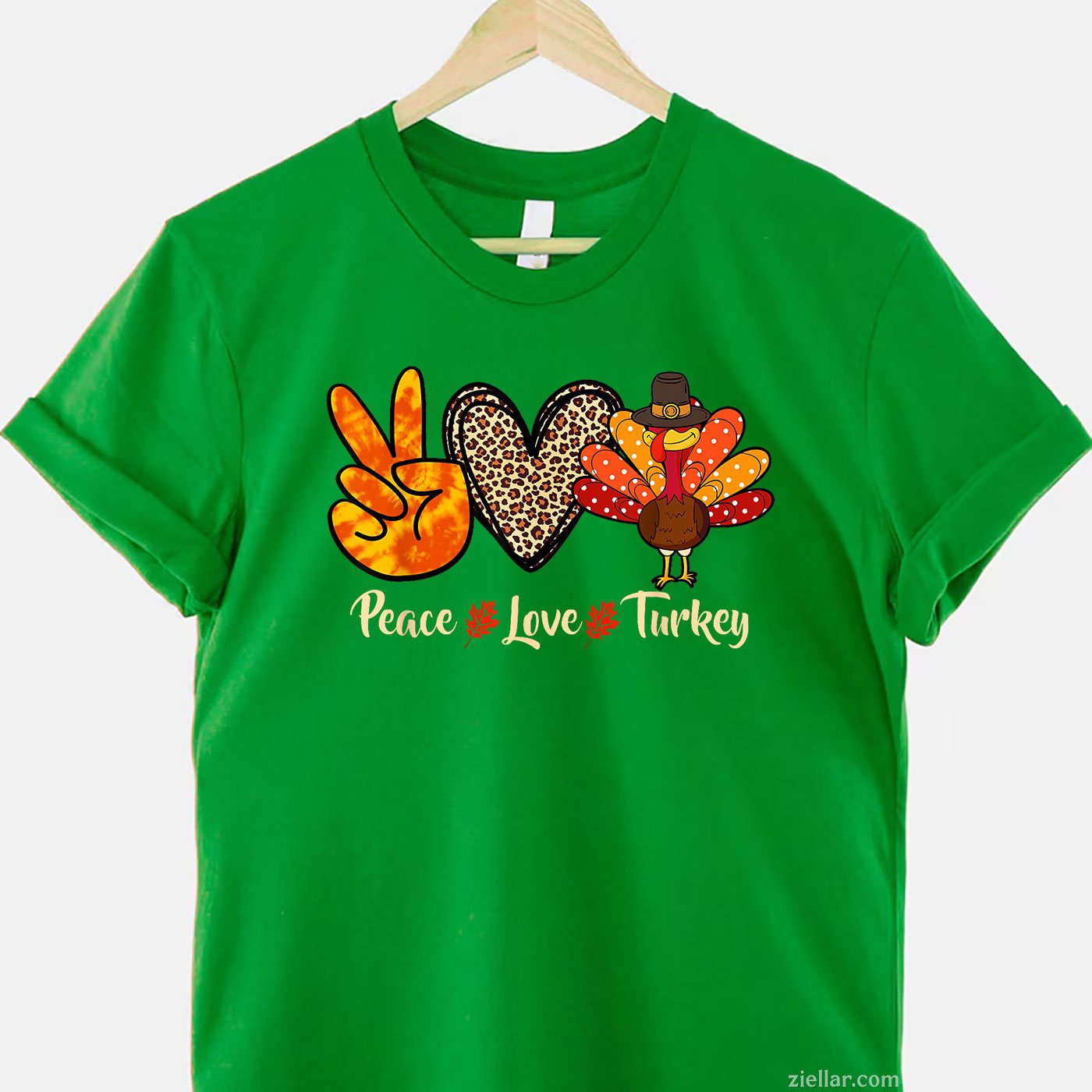 Peace Love Turkey Tee and T-Shirt, Little Pilgrim Thanksgiving T-Shirt Gift for Women Adults