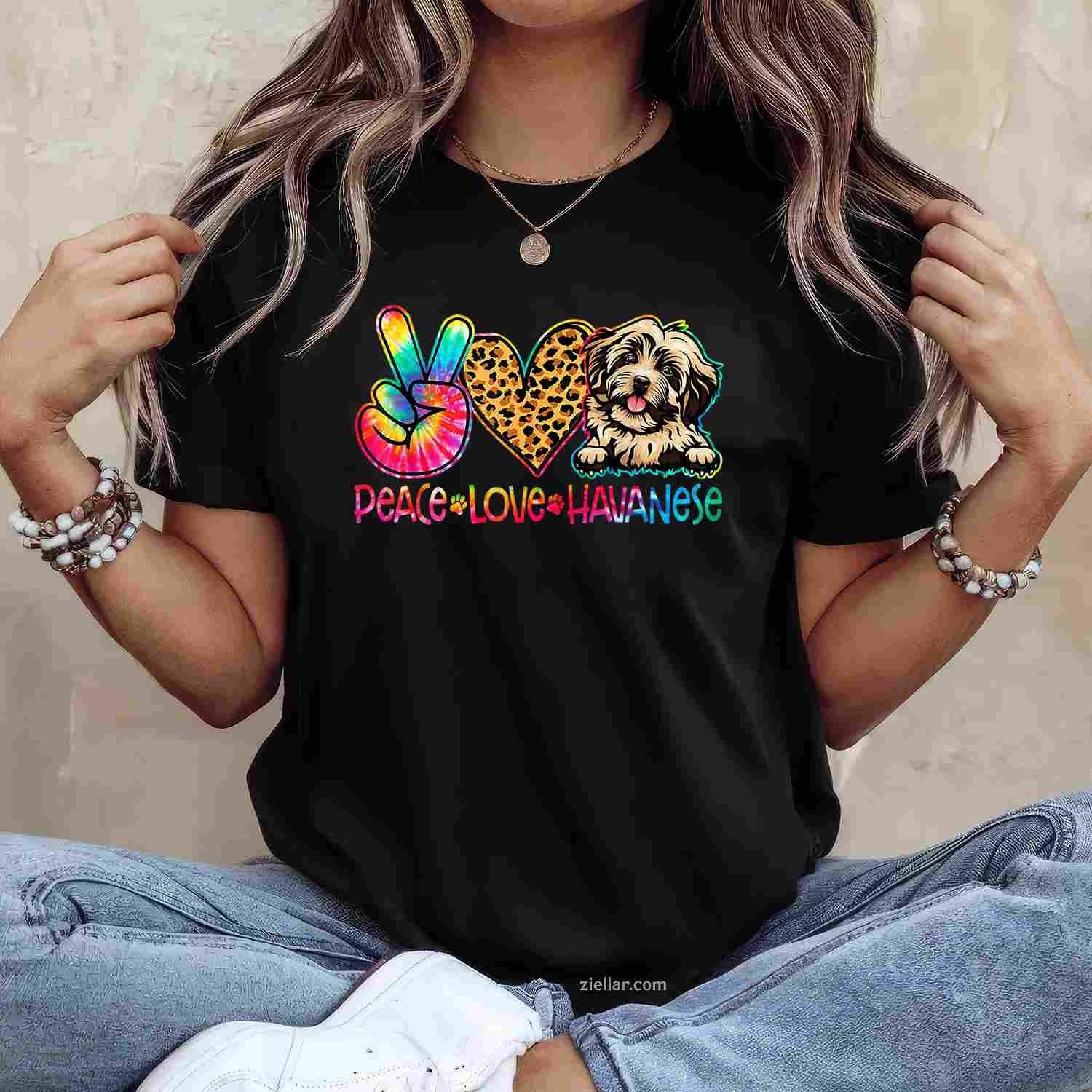 Peace Love Havanese Tie Dye Dog Lover T-Shirt, Vintage Graphic Tee For Men Women Adults
