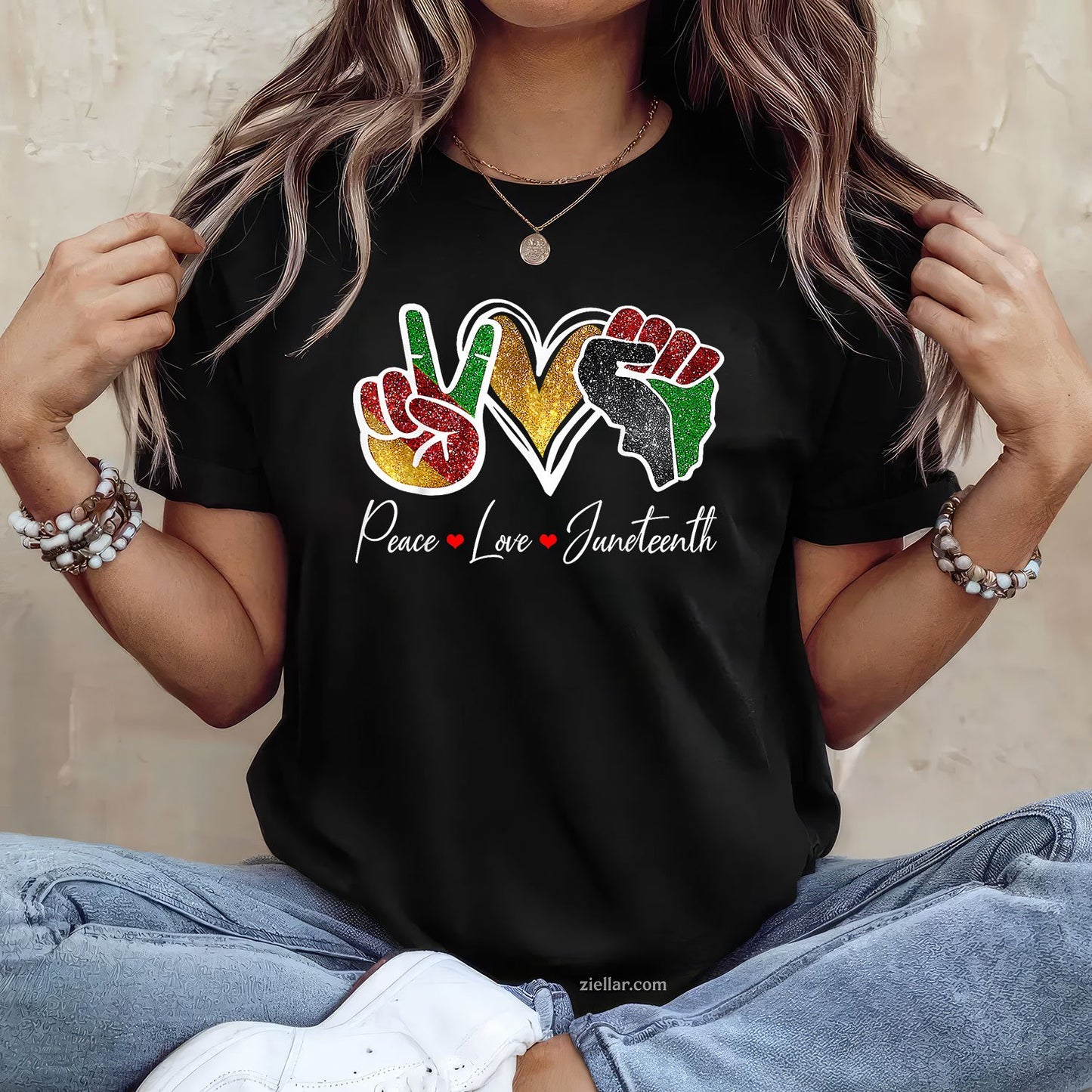 Peace Love Juneteenth Black Pride Freedom 4th Of July TShirt