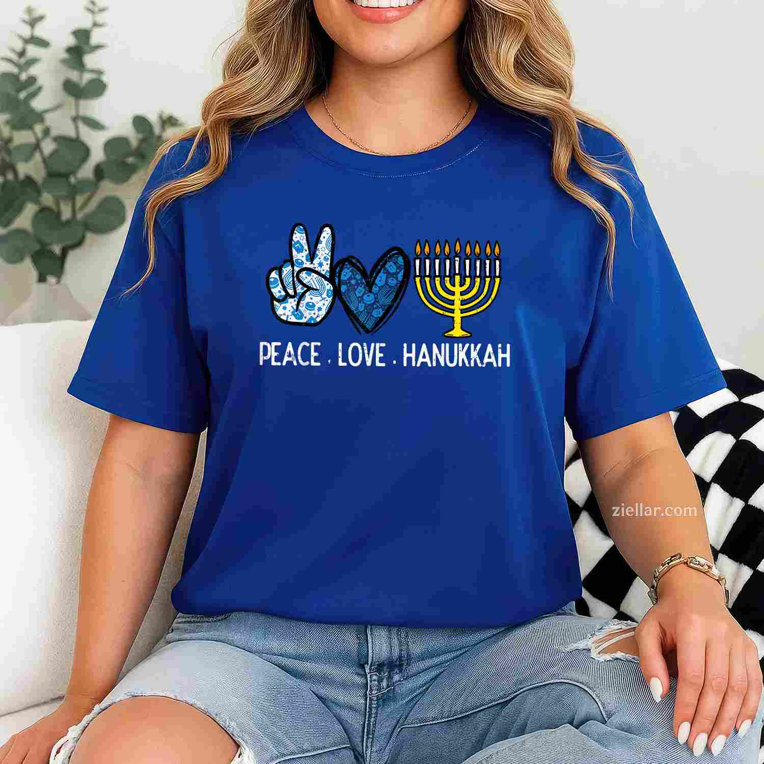 Peace Love Hanukkah Retro Chanukah Jewish Men Women T-Shirt_ A Great Hanukkah Party Tee For All