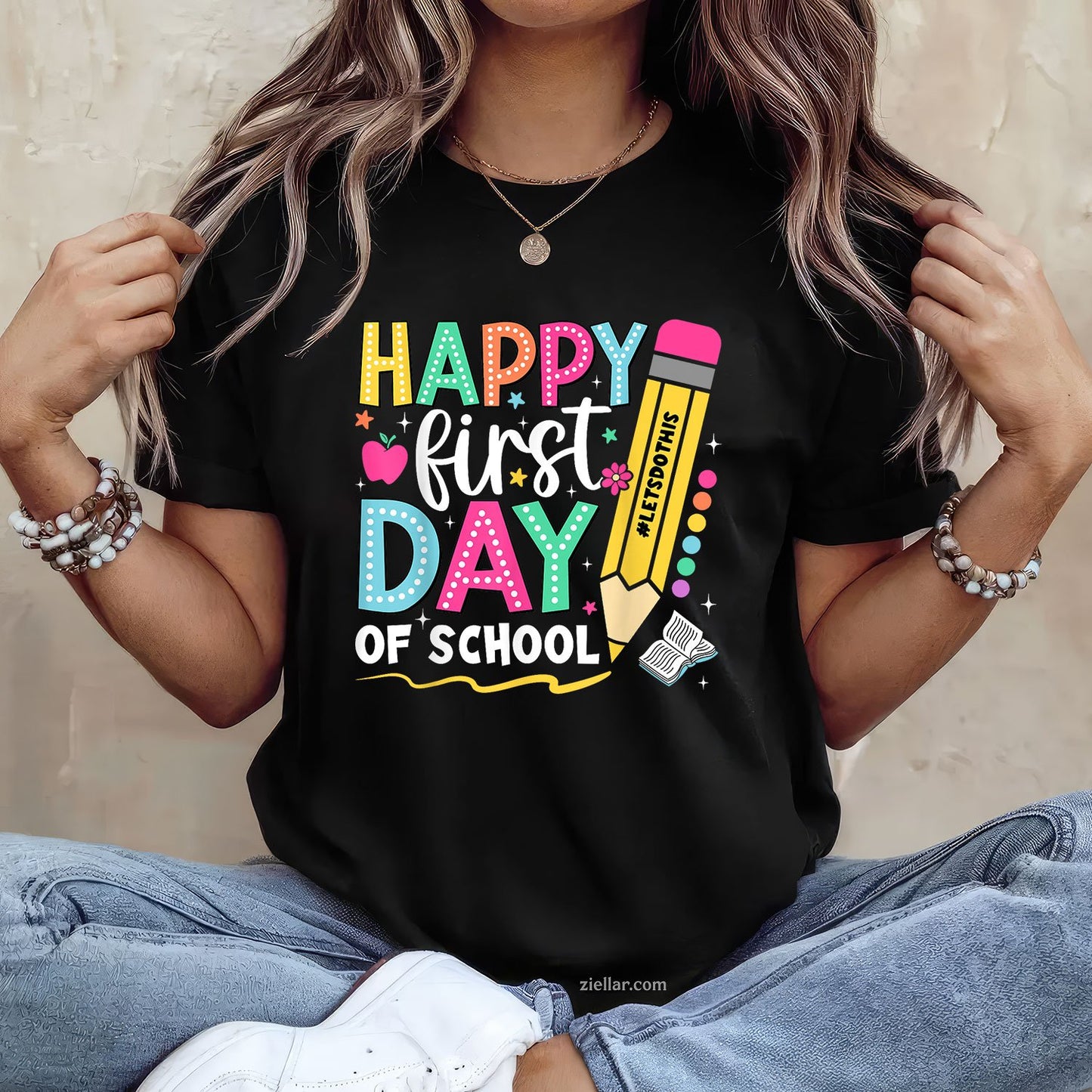 Pencil Teacher First Day Tee and T-Shirt, Happy Back to School T-Shirt for Adults